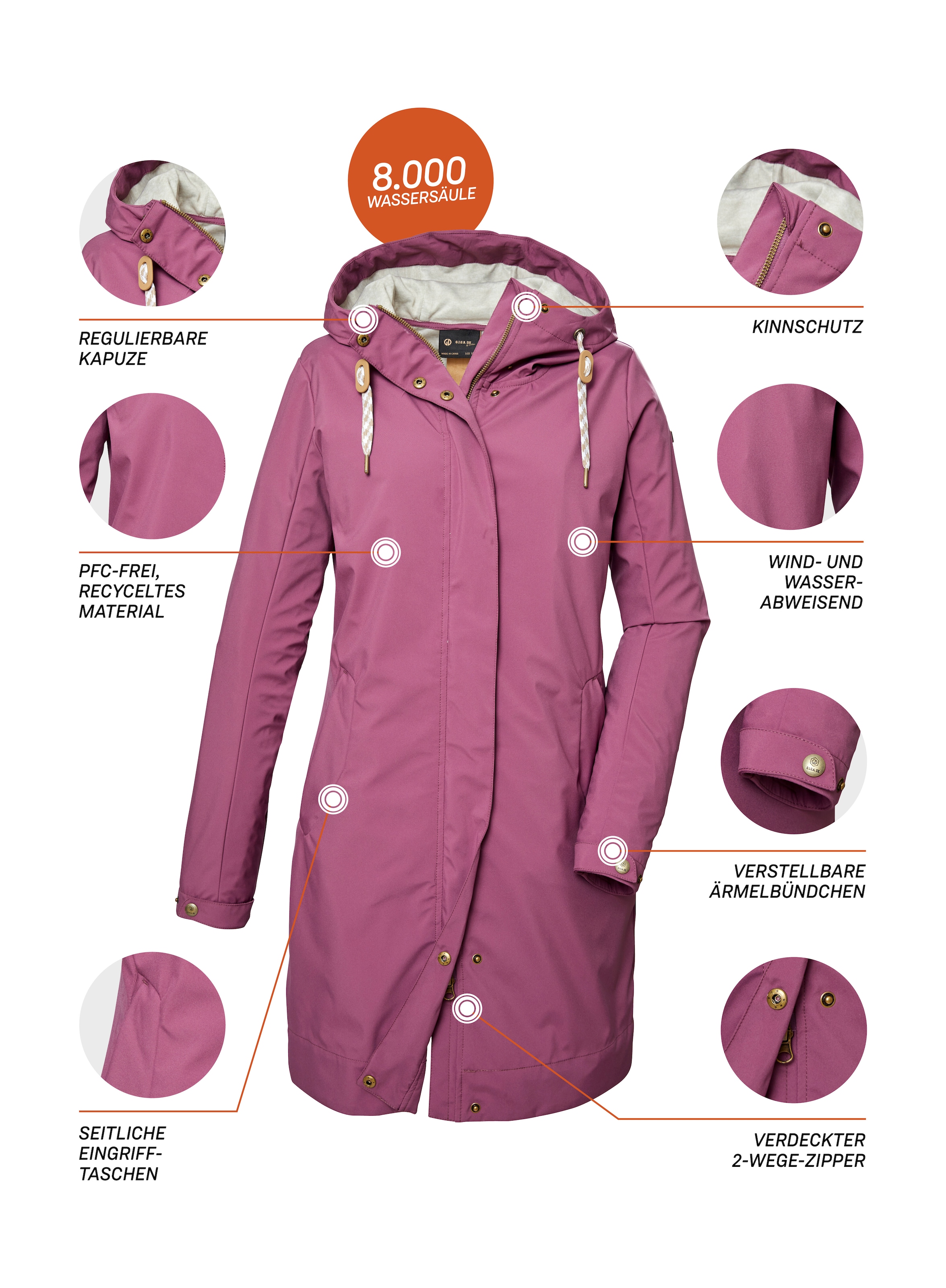 G.I.G.A. DX by killtec Softshellparka »GS 16 WMN SFTSHLL PRK«, Wasserdichter, atmungsaktiver Parka aus recycelten Materialien