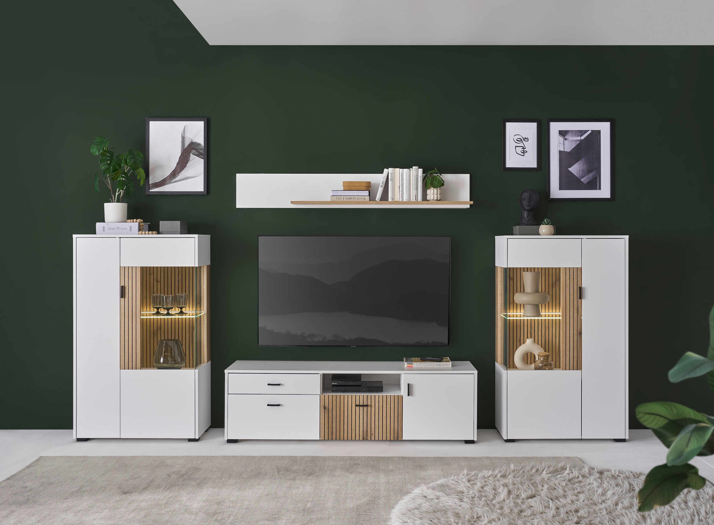 Image of Home affaire Wohnwand "Hudson, moderne Anbauwand, Wohnzimmer-Set, Komplettset" Set, 4 Stk. tlg.
