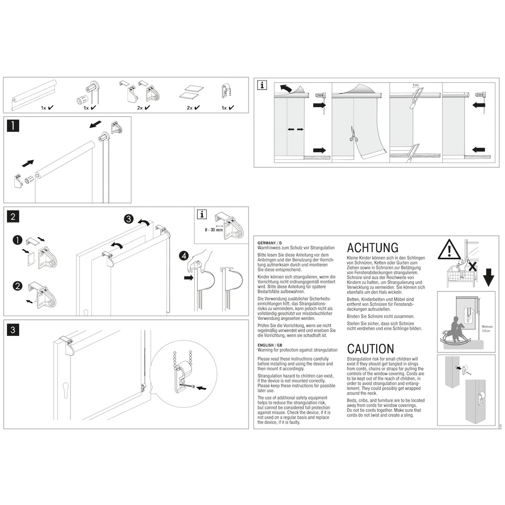 GARDINIA Seitenzugrollo, Lichtschutz, freihängend, Easyfix Tageslicht Rollo Digiprint Dekor