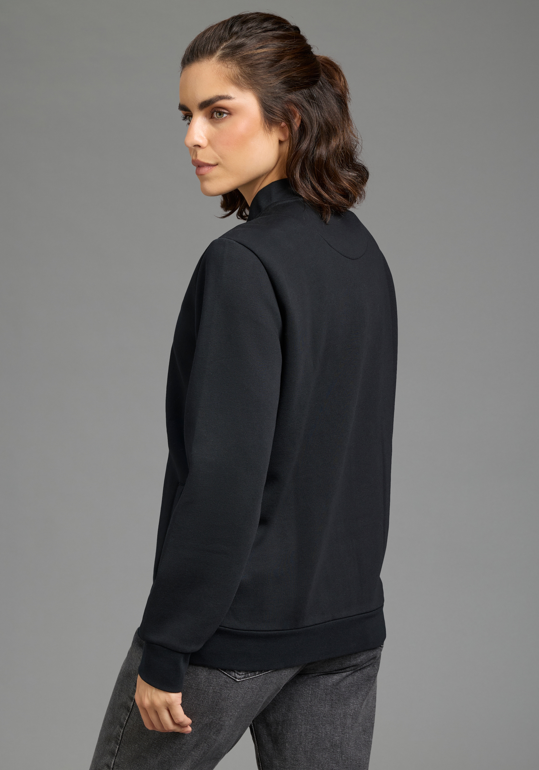 Laura Scott Veste sweat 1 en forme de blouson en tissu sweat douillet, fermeture éclair brillante