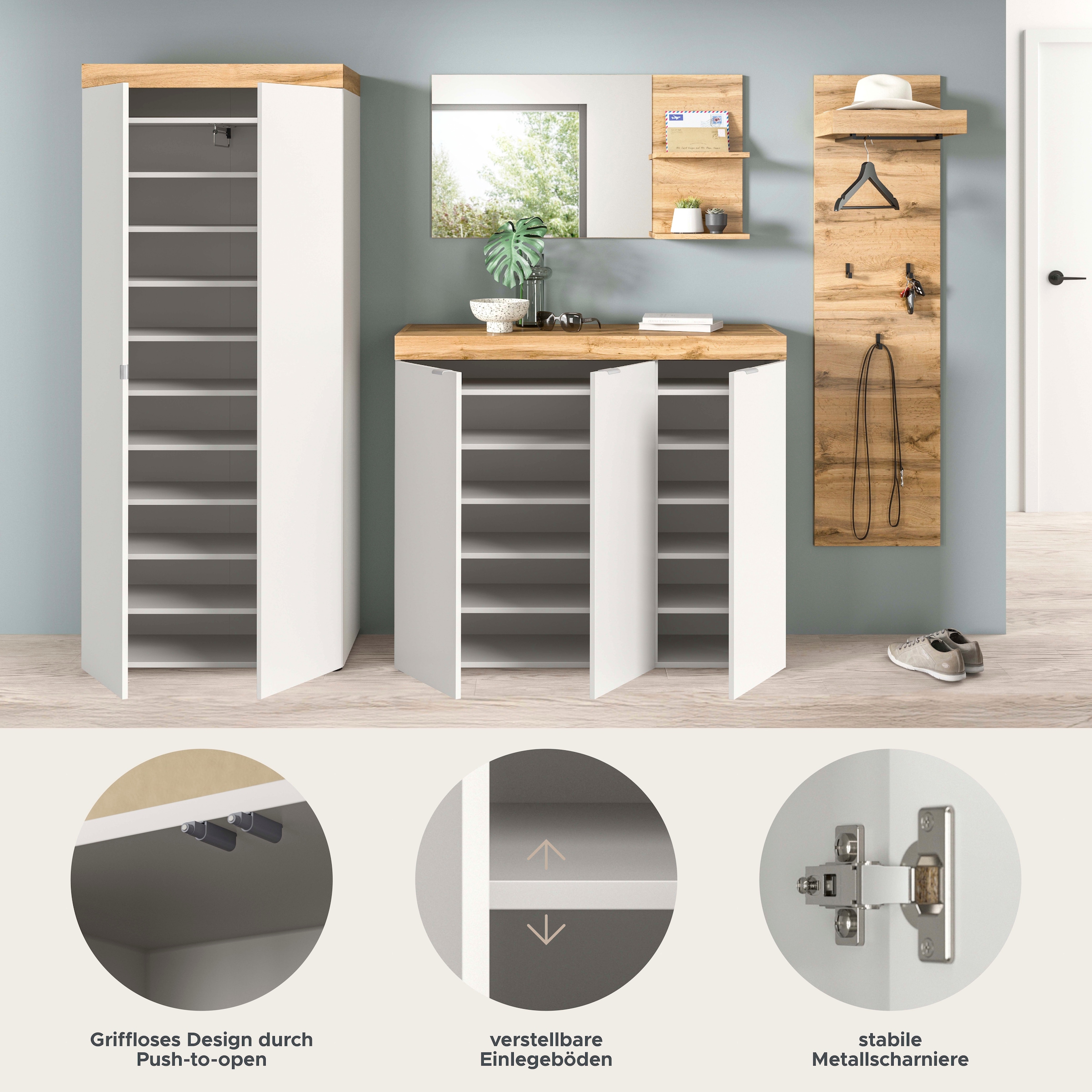 GOODproduct Garderoben-Set »MAMBO II, 4-teilig, TOPSELLER!, hängend oder stehend montierbar« 4 Stk. tlg.