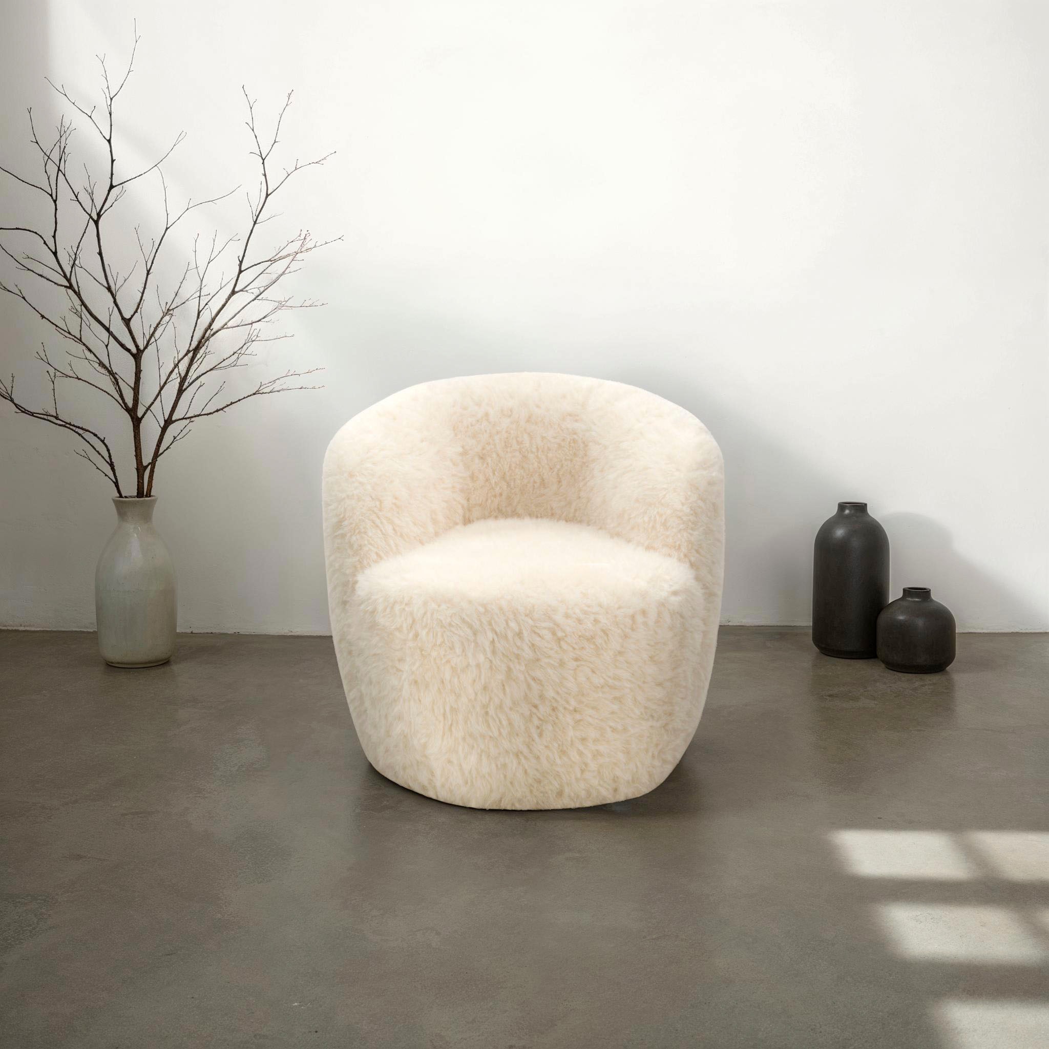 Image of DOMO collection Sessel "Obidos moderner Loungesessel" Flausch, creme
