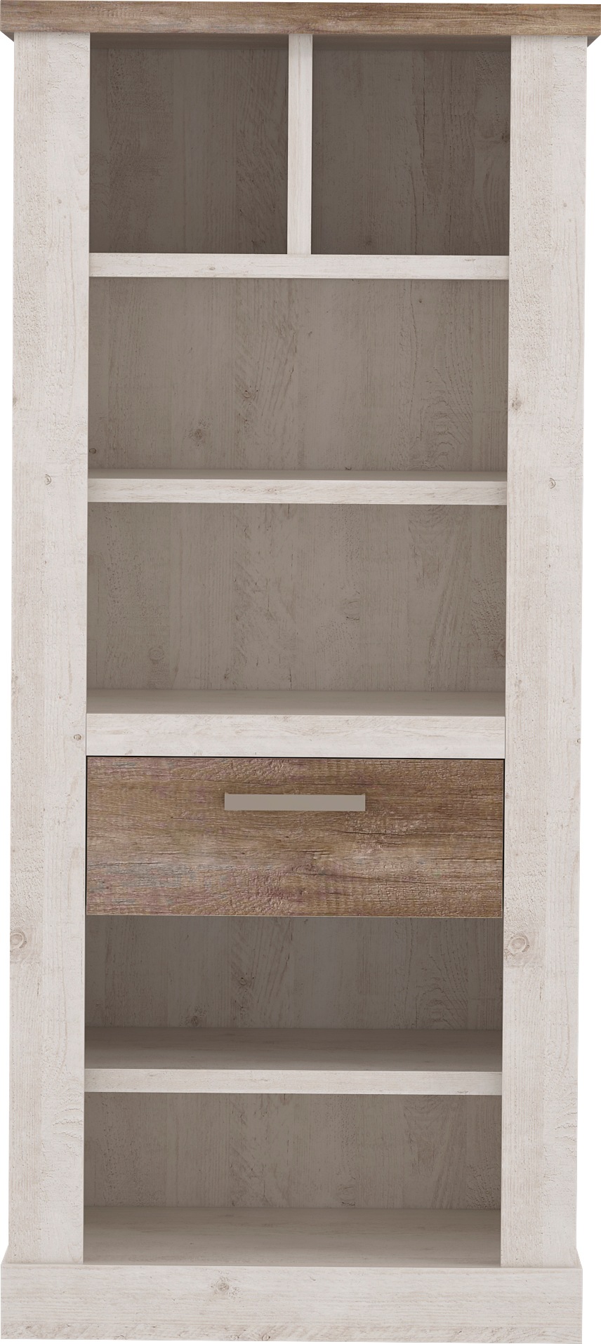 Image of FORTE Bücherregal Höhe 160 cm, Aktenregal mit Schublade, im Landhausstil