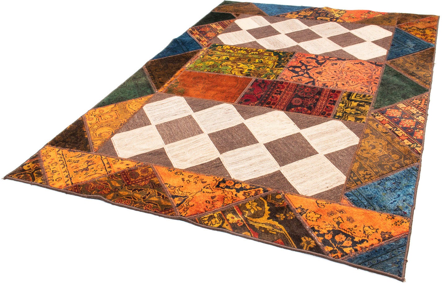 Image of morgenland Teppich »Patchwork - 229 x 163 cm - mehrfarbig«, rechteckig, 7 mm Höhe, Wohnzimmer, Handgeknüpft, Einzelstück mit Zertifikat bei Ackermann Versand Schweiz