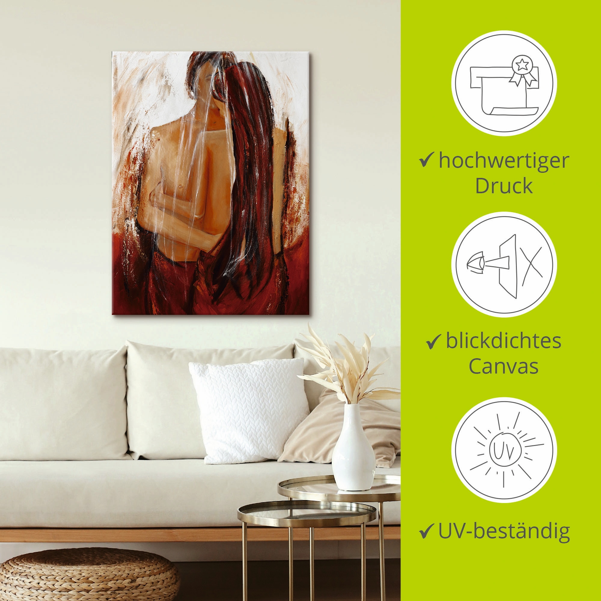 Artland Wandbild »Liebespaar in rot«, Paar, (1 St.), als Leinwandbild, Poster, Wandaufkleber in verschied. Grössen