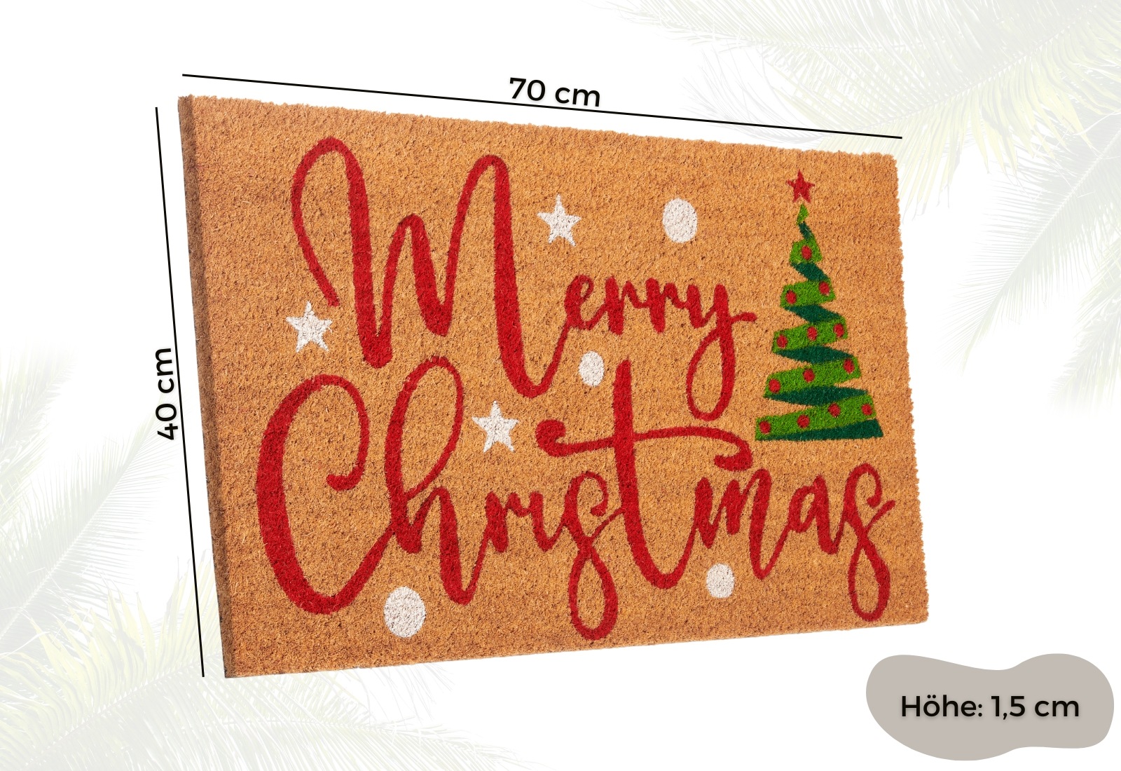 HANSE Home Fussmatte »Kokos Merry Christmas Tree, Türmatte«, rechteckig, 15 mm Höhe, Schmutzfangmatte, Rutschfest, Outdoor, Weihnachten, Kokosmatte, Flur