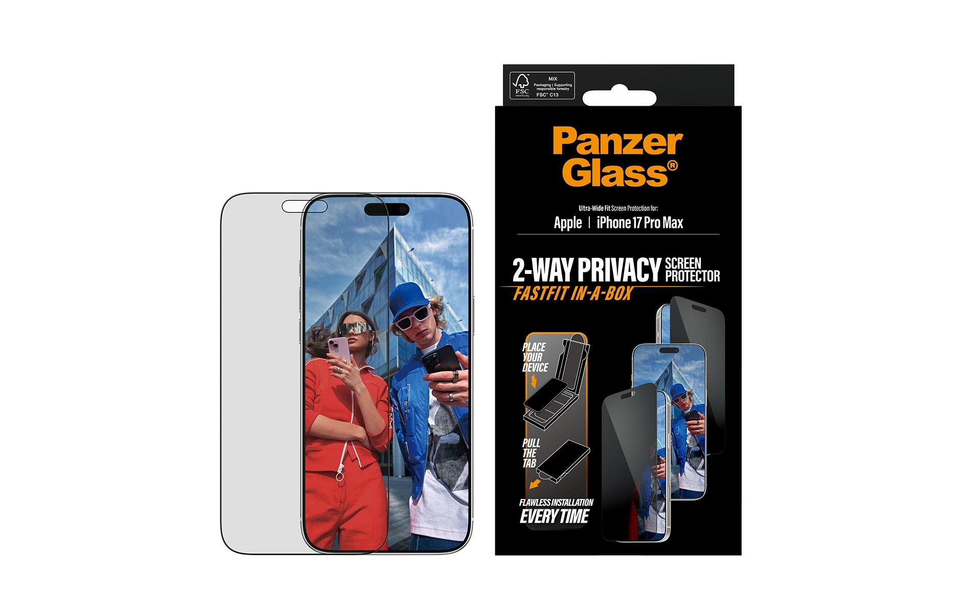 PanzerGlass Film de protection d'écran »Ultra Wide Fit Privacy Fastfit iPhone 17 Pro Max« für iPhone 17 Pro Max
