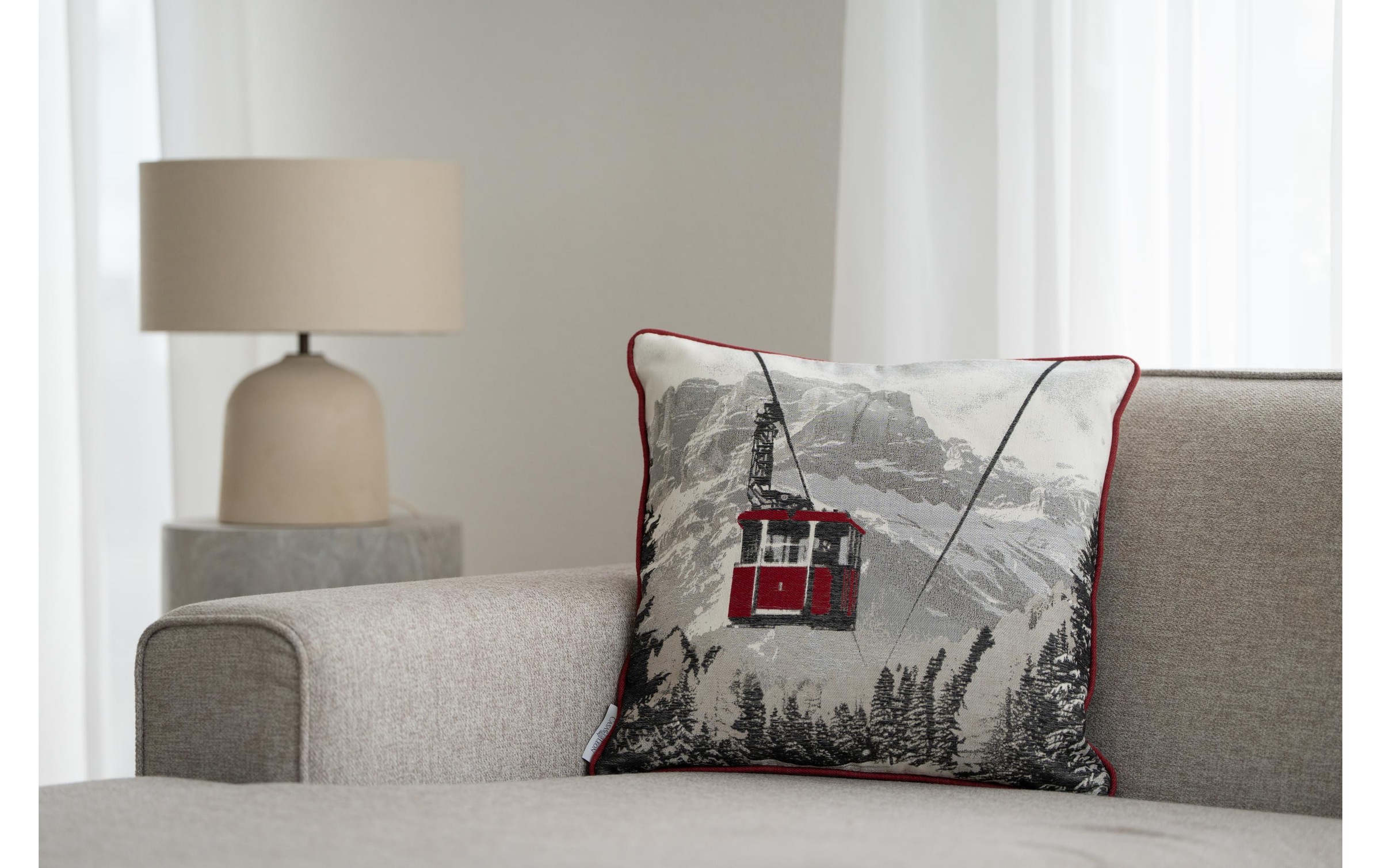 Casa Leon Kissenbezug »Kissen Seilbahn 45 x 45 cm, Beige/Rot«