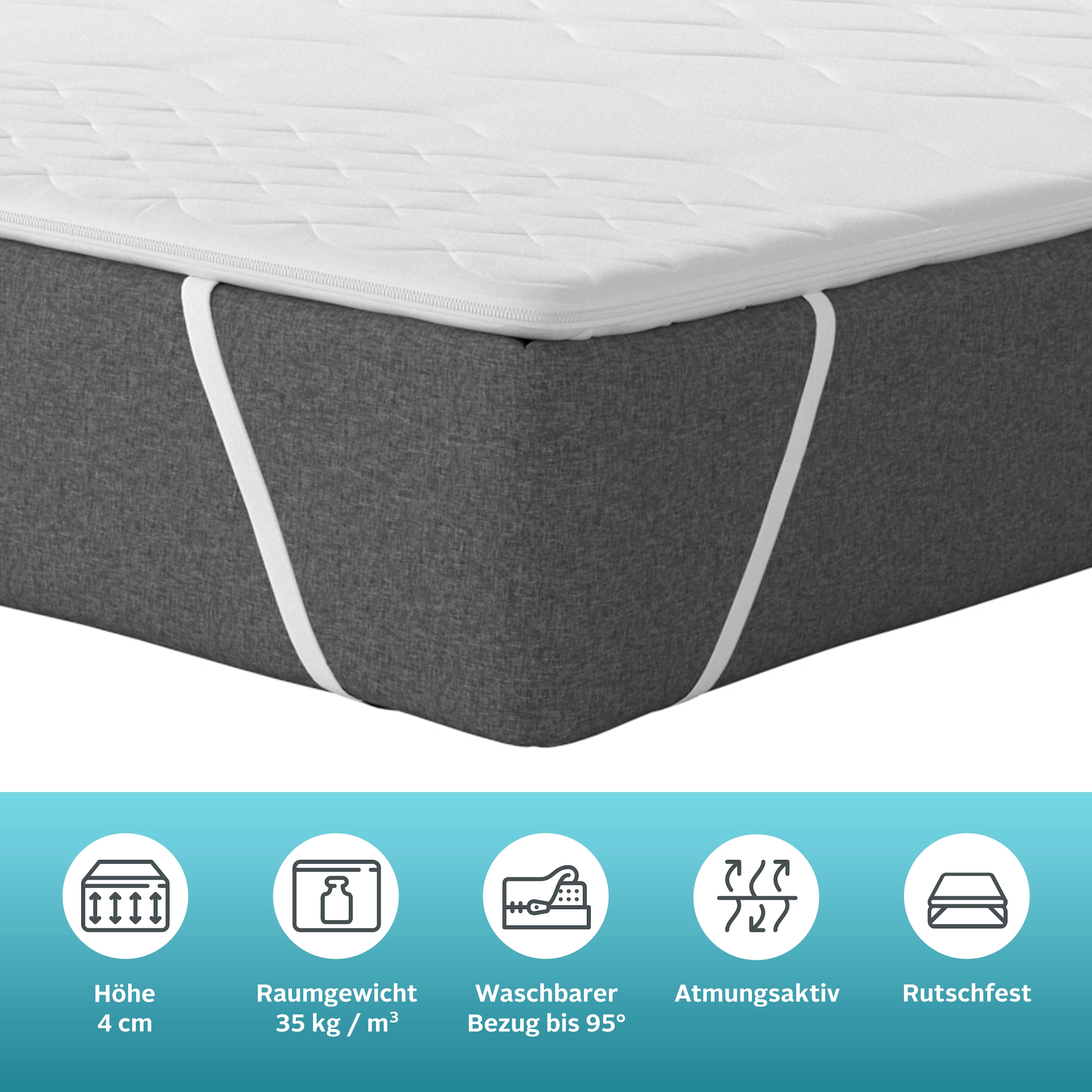 my home Topper »Fantasy, 7 Zonen Topper in 90x200, 140x200 cm und weitere Grössen«, (1 St.), Ideal für Boxspringmatratzen, Baumwoll-Bezug kochfest bis 95 °C