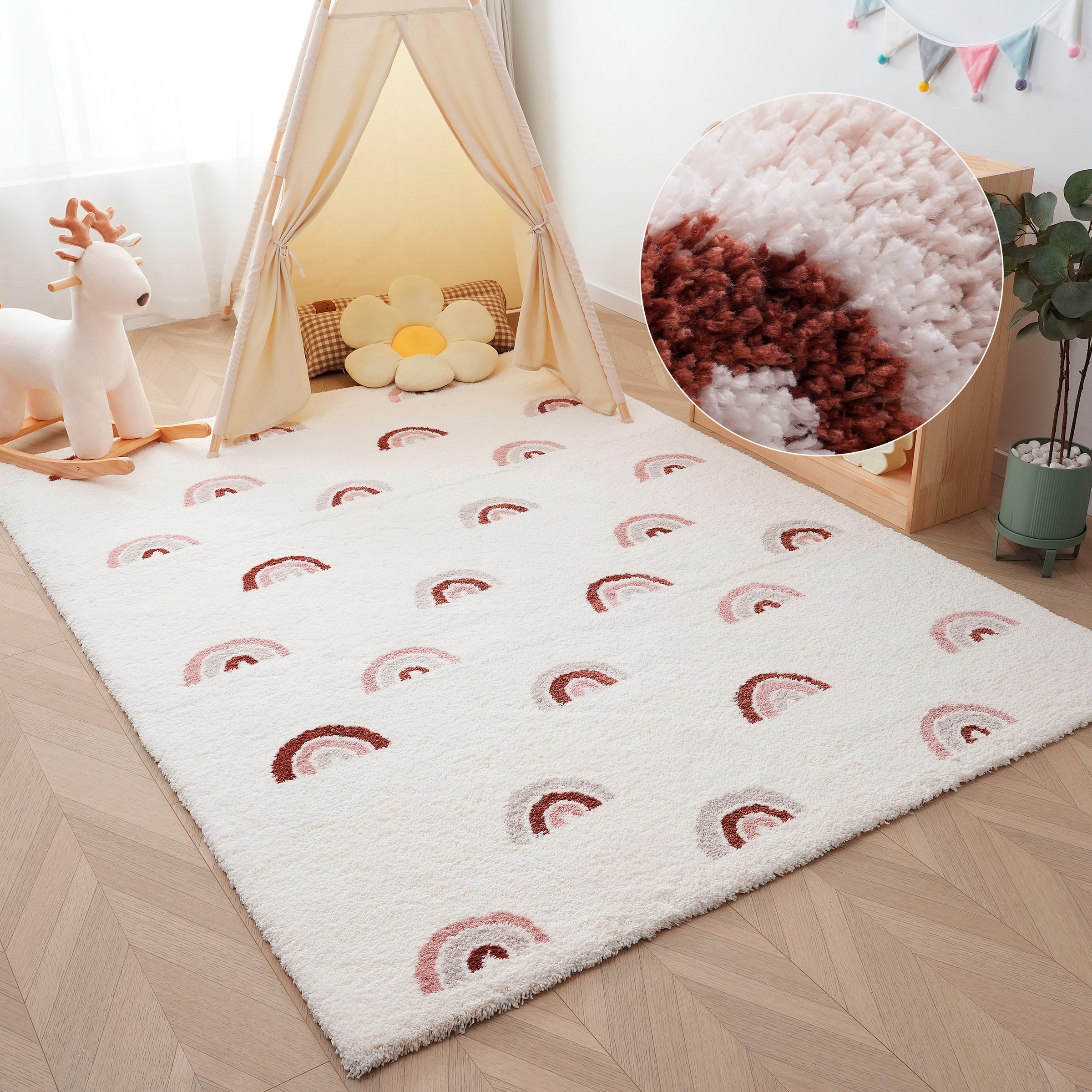 Image of GOODproduct Kinderteppich "Regenbogen" rechteckig 20 mm Höhe weich, Pastell-Farben, modernes Design, Kinderzimmer