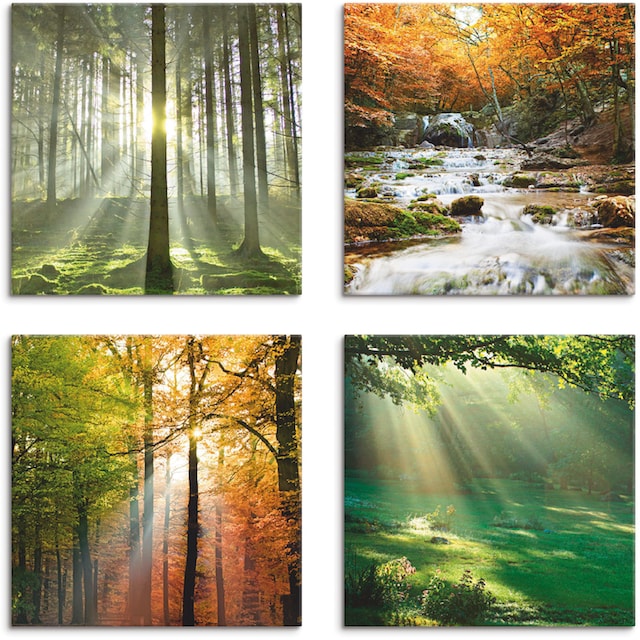 Artland Leinwandbild »Wald Wasserfall Herbsttag«, Wald, (4 St.), 4er Set,  verschiedene Grössen bequem kaufen