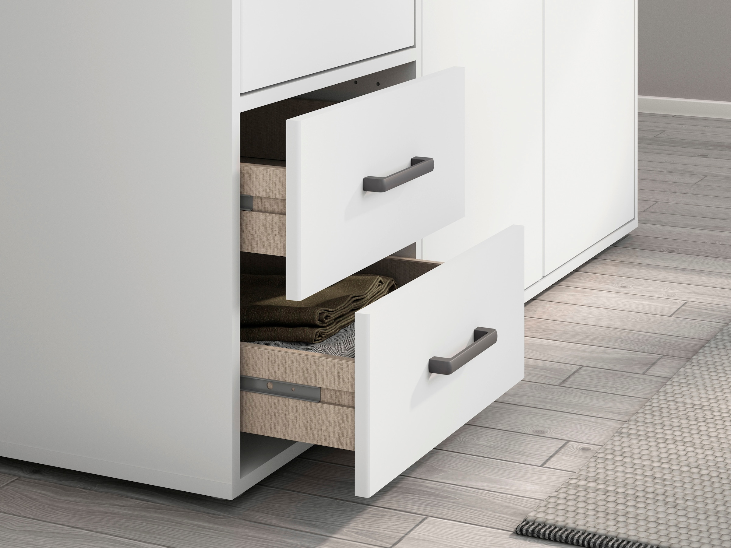 rauch Drehtürenschrank »Kleiderschrank Schrank Garderobe Wäscheschrank VOYAGER« in 3 verschiedenen Ausstattungen BASIC/CLASSIC/PREMIUM,  mit 2 modernen Griffvarianten, mit Aussenschubladen MADE IN GERMANY