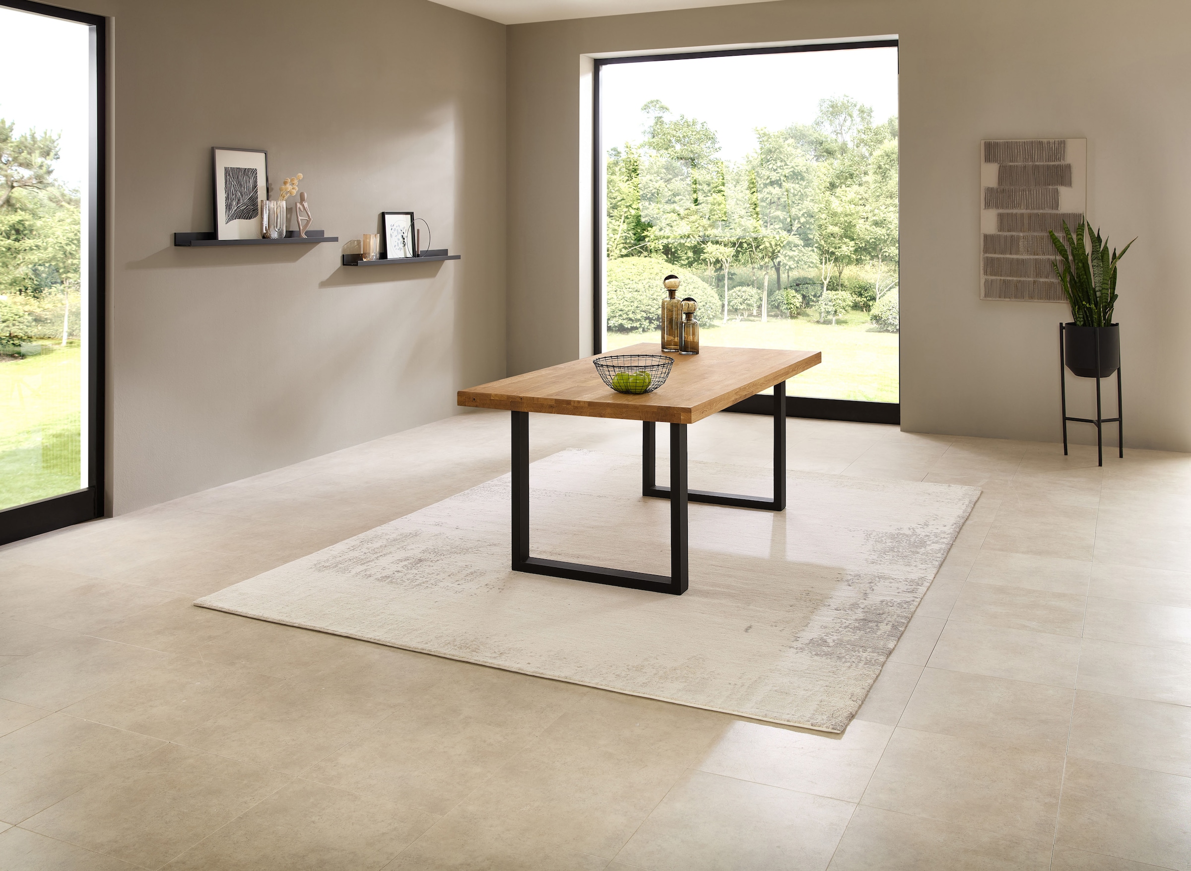 Stolkom Table de salle à manger »Chris Esszimmertisch Eiche Massivholz, BxHxT 110x47x70 cm« Gerade Kante, Industrial Style Eiche Massivholz