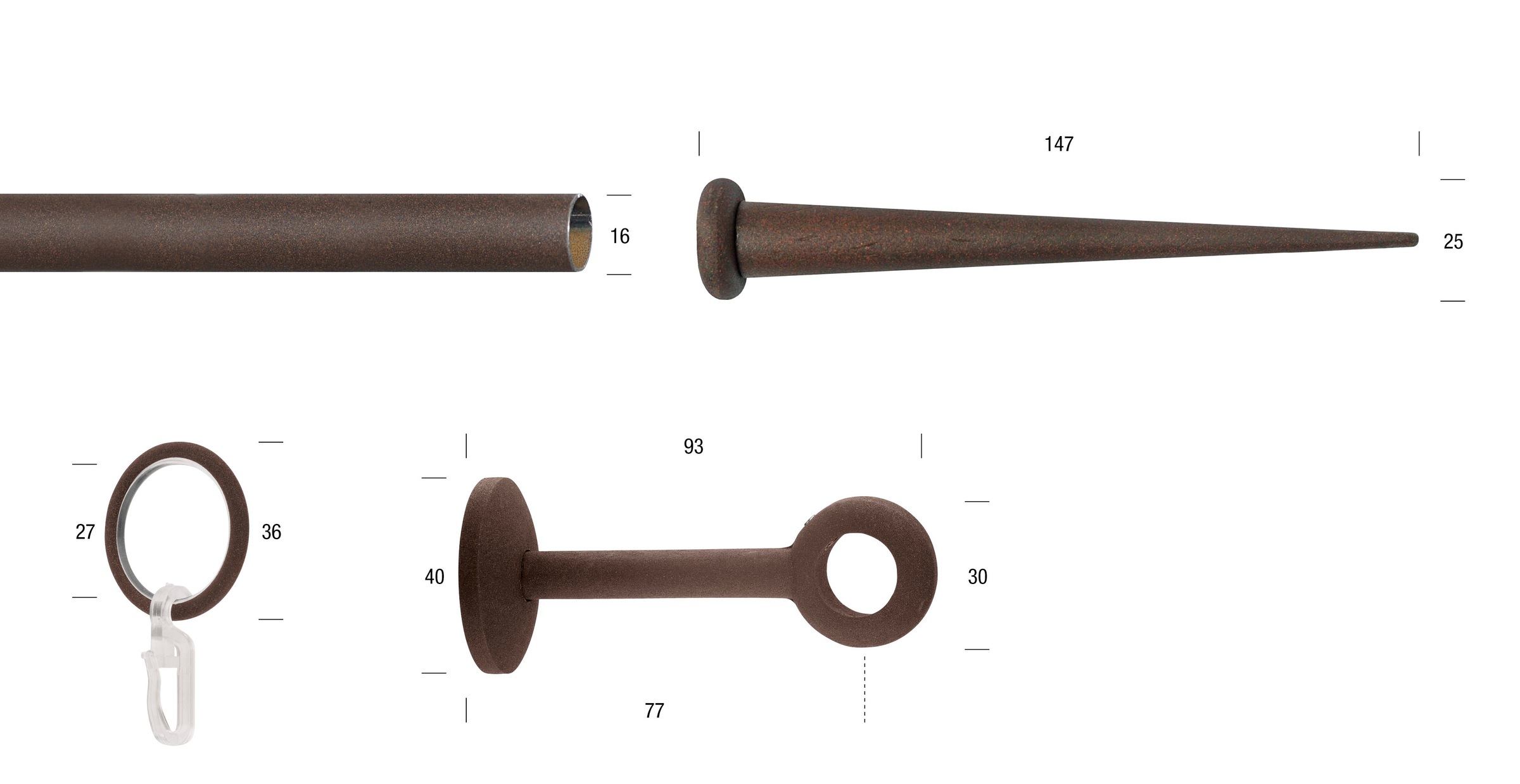 GARESA Gardinenstange »ESPERANCA«, 1 läufig-läufig, Wunschmasslänge, rustikale Vorhanggarnitur, verlängerbar, Endknopf Spitze, m. Ringe