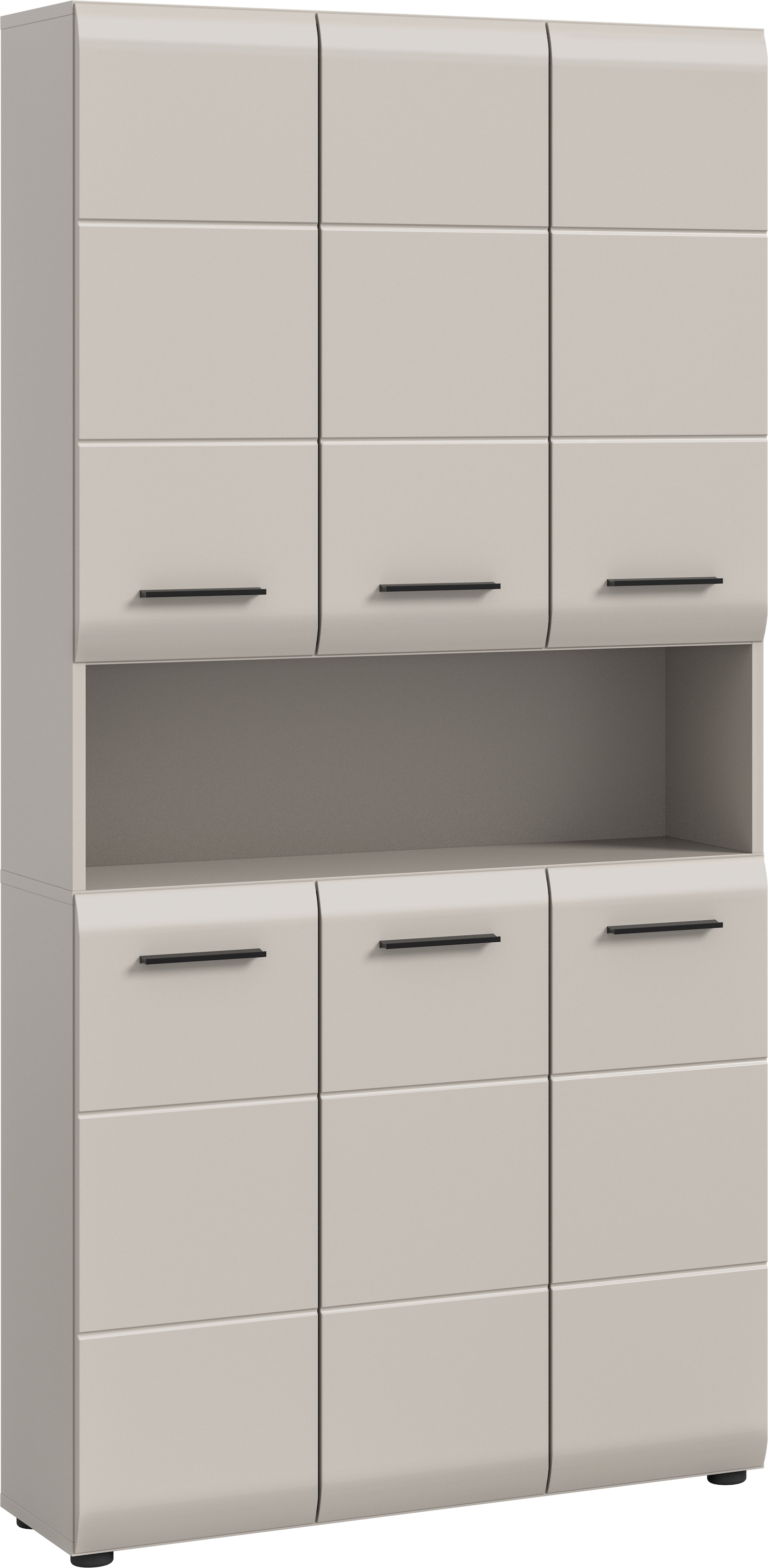 Image of welltime Stauraumschrank "FLORENZ, Höhe 185 cm, 4 oder 6 Türen, viel Stauraum" TOPSELLER, 1 Stk. tlg. hochwertige MDF Front, Griff schwarz, Badschrank, Bad