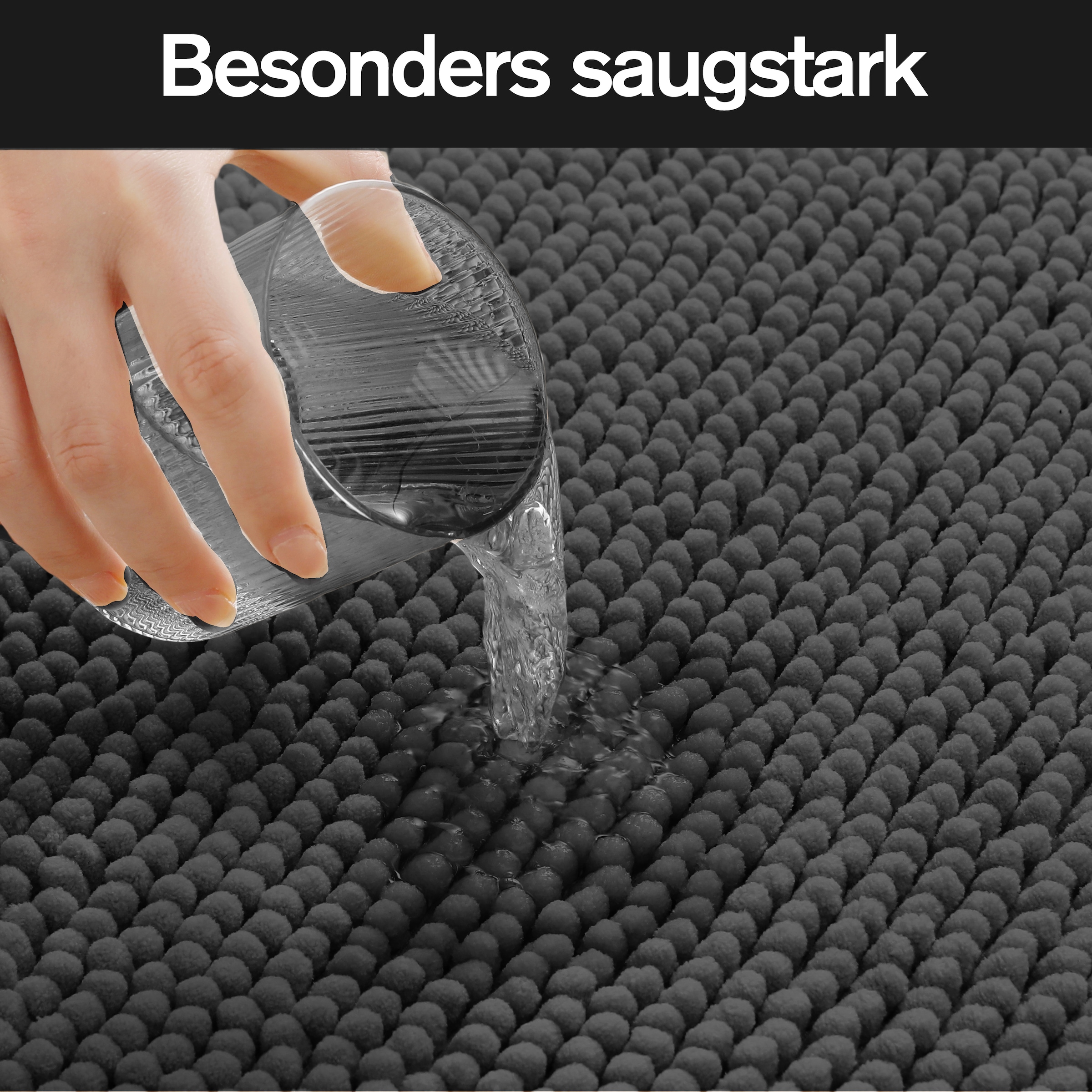 my home Tapis de bain »Vanessa Chenille, Badvorleger, Badezimmer Teppich, Duschvorleger« Höhe 15 mm Uni Farben, besonders weich