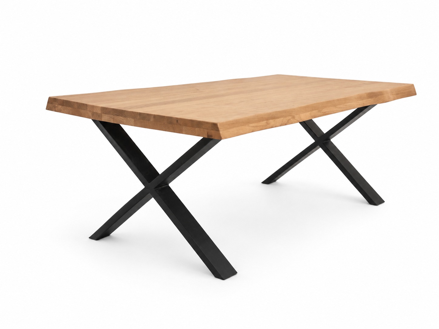 GOODproduct Couchtisch »Narvik, Wohnzimmertisch, Sofatisch, Beistelltisch, Kaffeetisch« Wildeiche geölt Natur/Smoke, Baumkante, Metallgestell