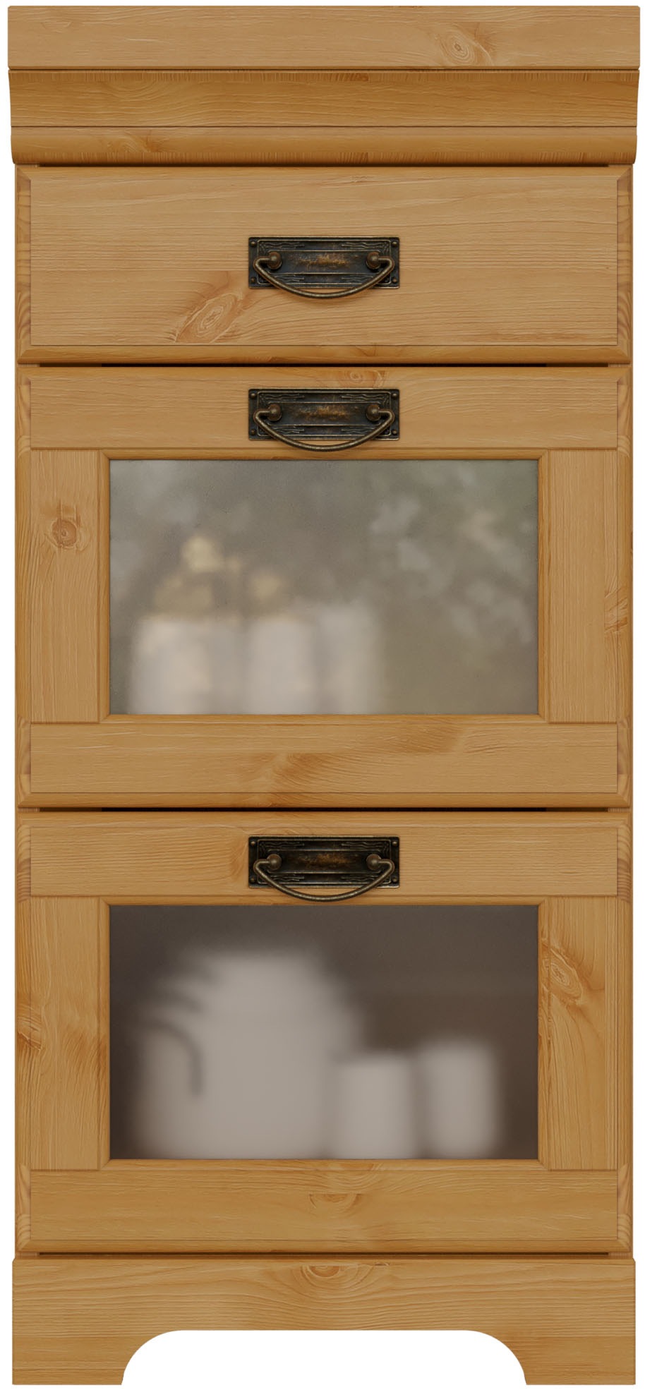 Image of GOODproduct Unterschrank "Rügen" Breite 40 cm, Kiefer massiv, Schubkästen mit Glaseinsatz