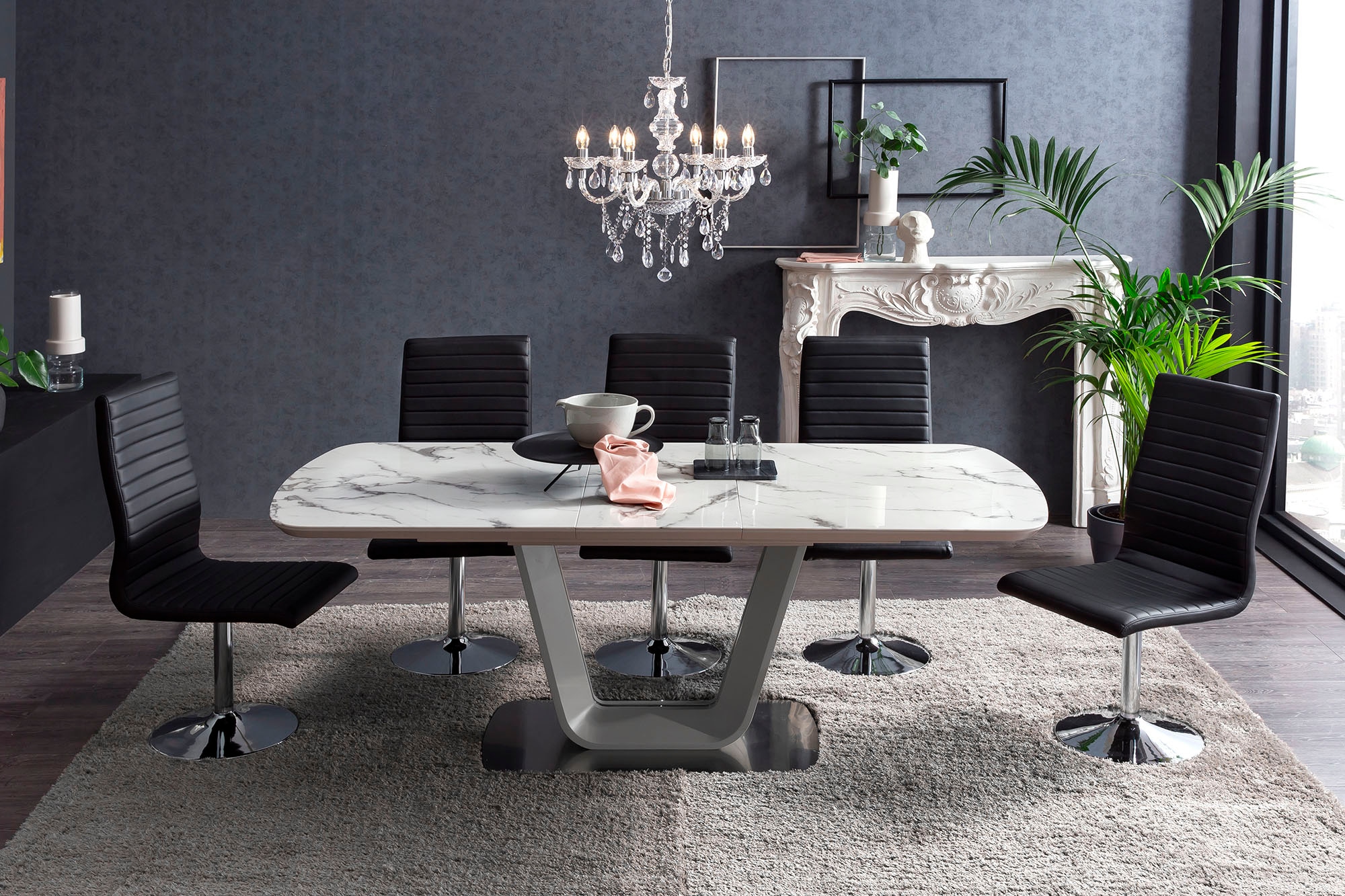 SalesFever Esszimmerstuhl »Komfortabler Armlehnstuhl zum Relaxen« (Set) 4 Stk.mit Drehfunktion