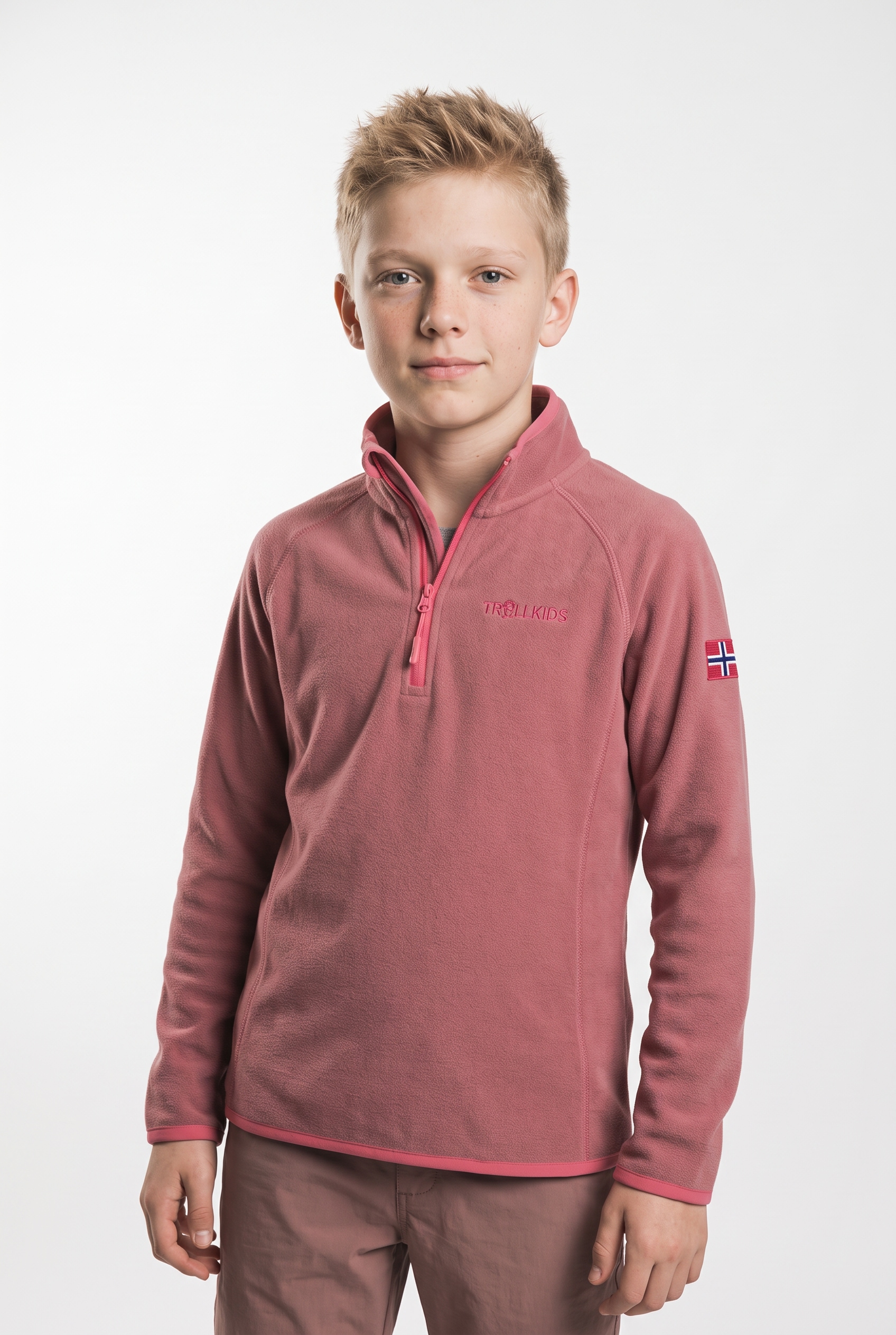 Image of TROLLKIDS Strickfleece-Pullover "KIDS NORDLAND HALF ZIP" aus Polyester, für Kinder