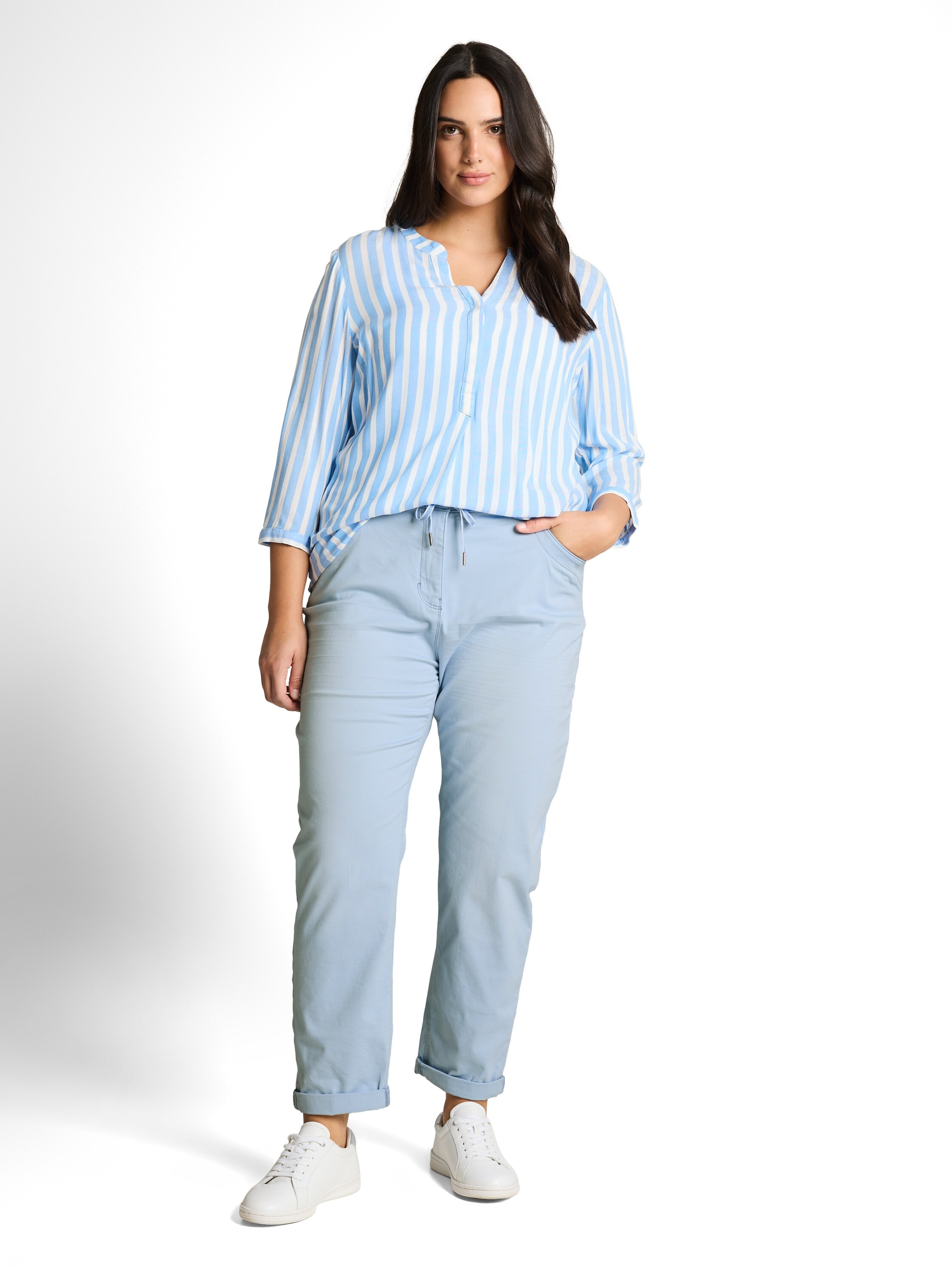 TOM TAILOR PLUS Pantalon de jogging  im 5-Pocket-Stil mit Stretch und Bindeband