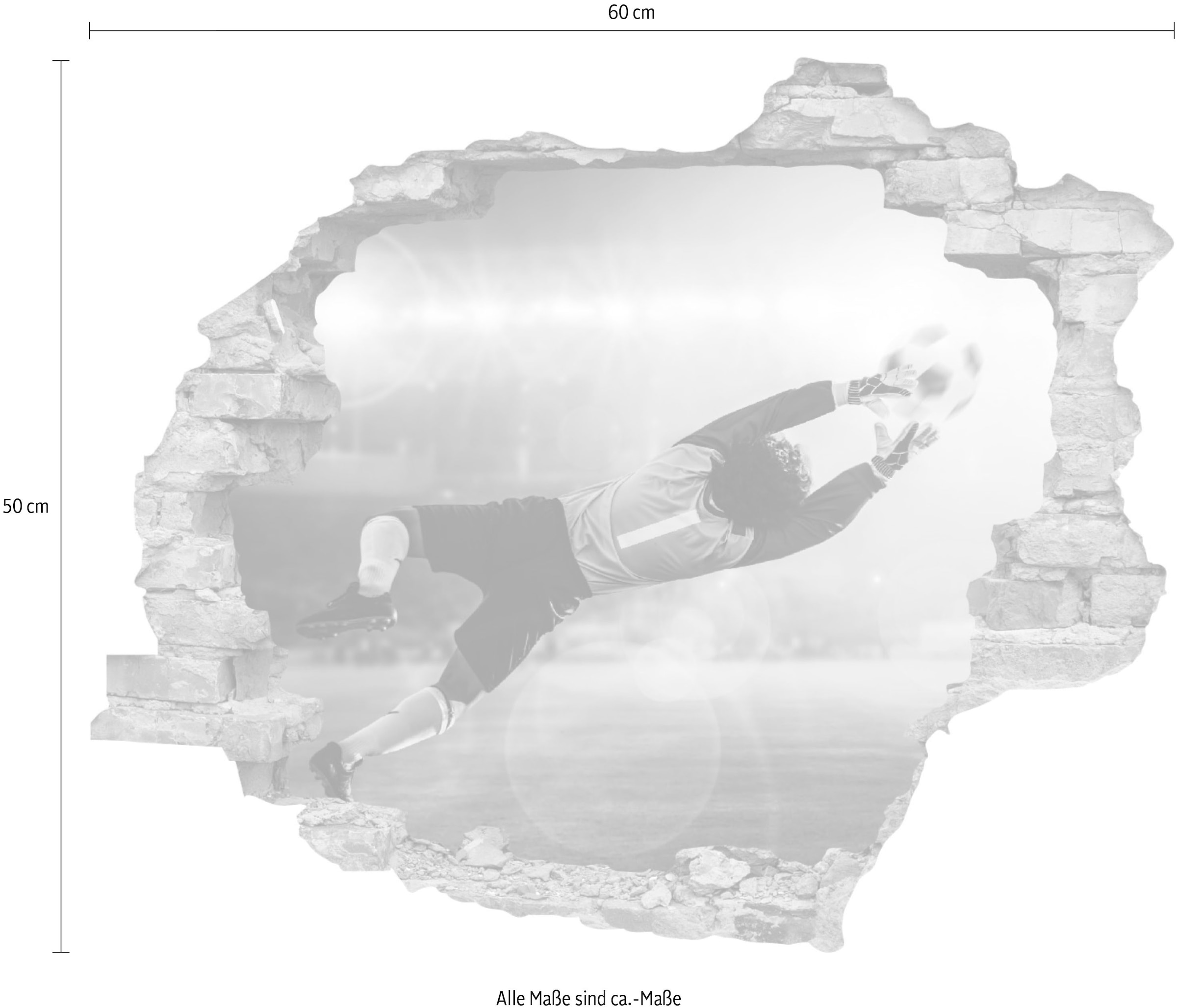 queence Autocollant mural »Torwart« Wandsticker, Wandbild, selbstklebend, 3D, Wanddurchbruch