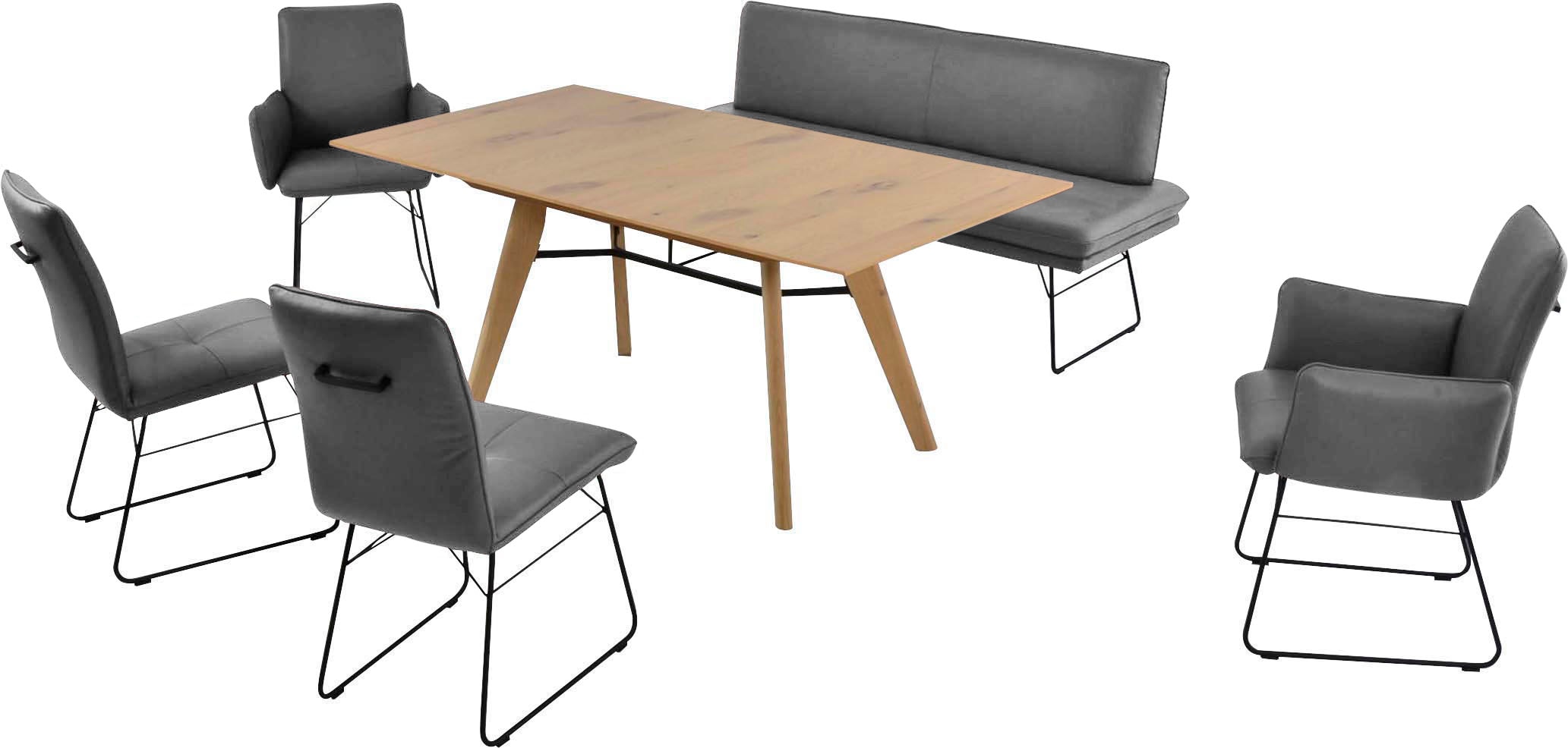 K+W Komfort & Wohnen Essgruppe »Giacomo IV« 6 Stk. tlg. Polsterbank in 2 Grössen, 2 Kufenstühle, 2 Armlehnenstühle und 1 Tisch