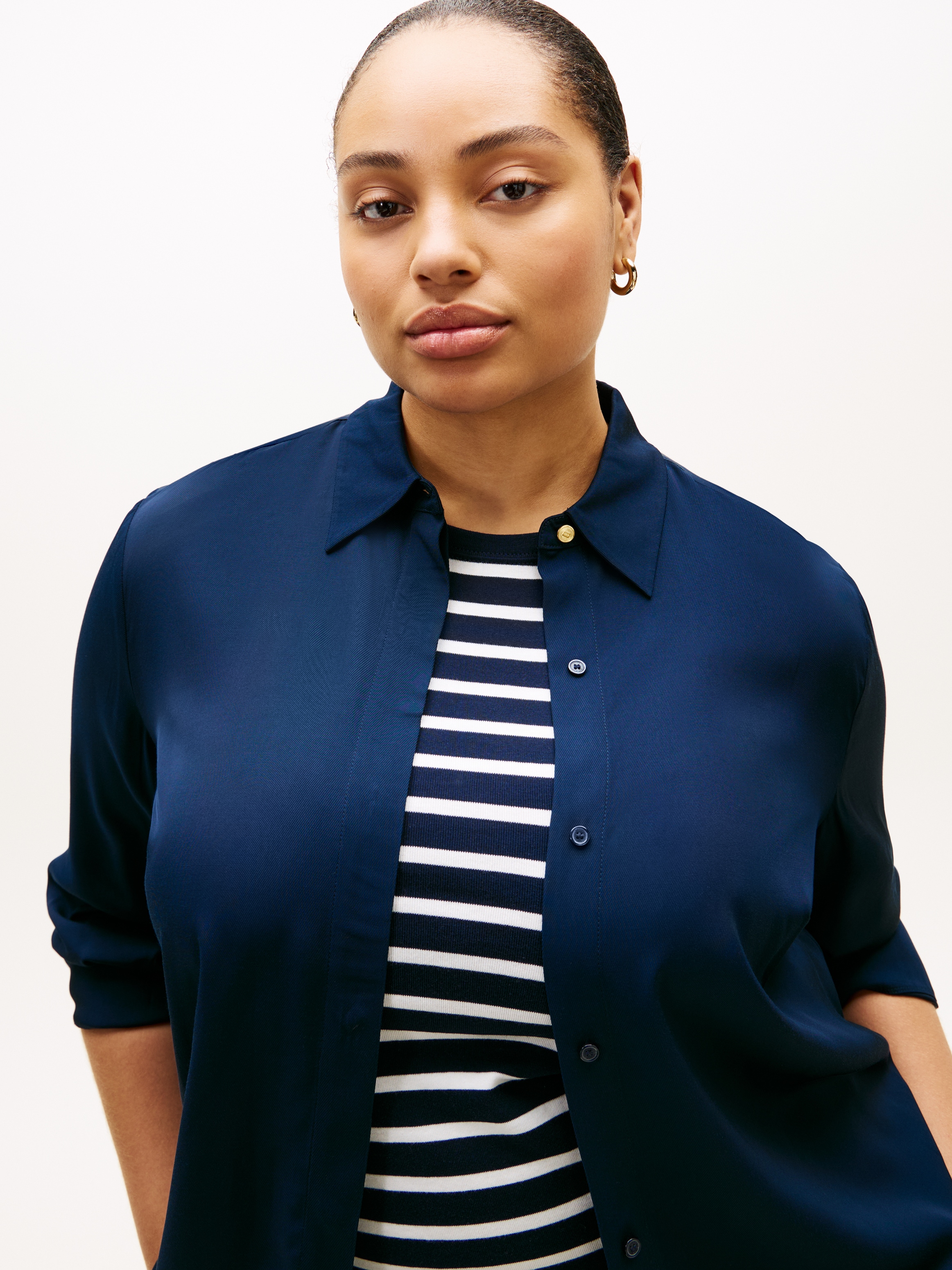 Tommy Hilfiger Curve Blouse chemise »CRV VIS TWILL BUTTON UP SHIRT« in grossen Grössen