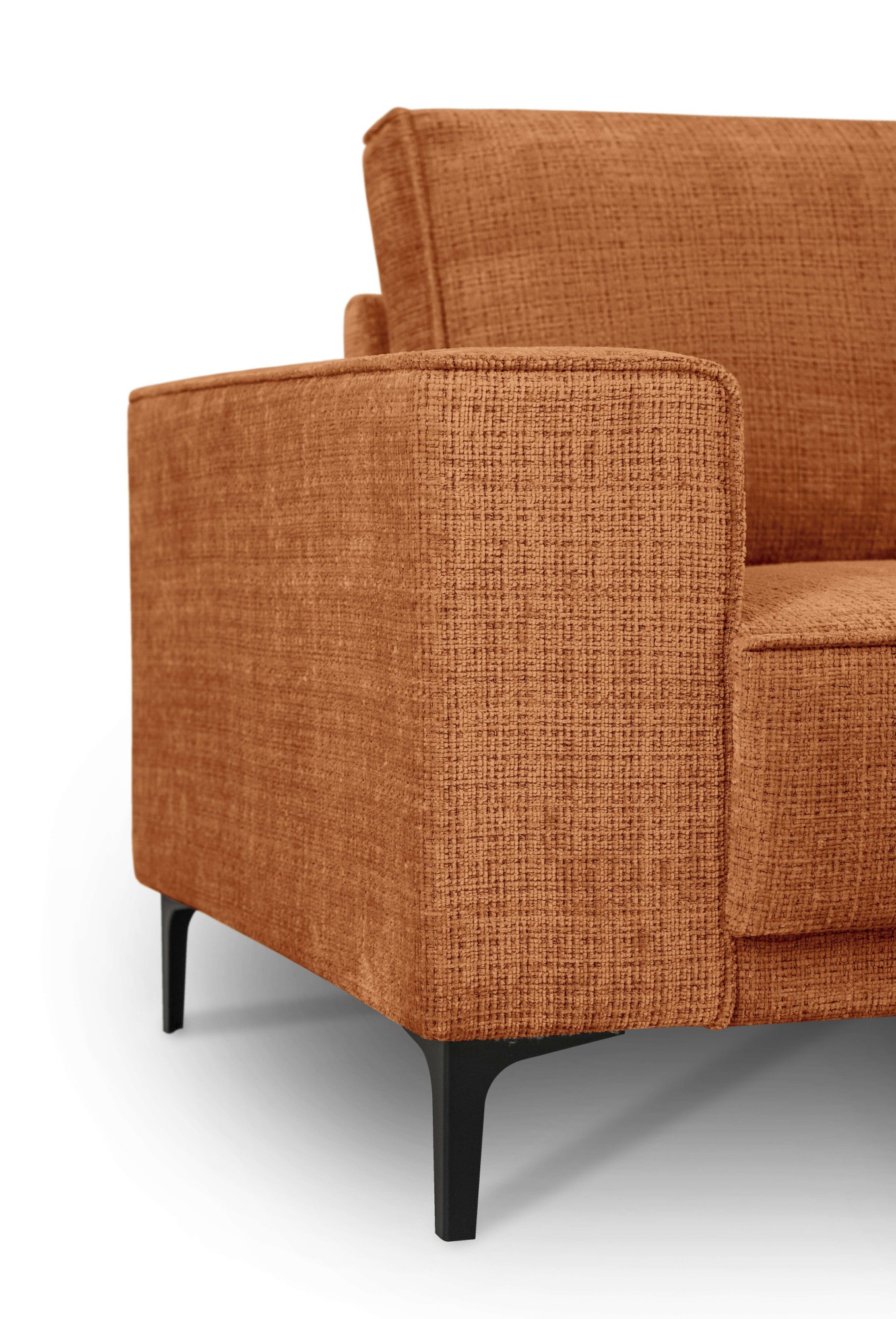 Places of Style 2-Sitzer »Kompaktsofa Oland, Struktur, Flachgewebe, Luxus-Microfaser, Boucle«, 164 cm, Wellenunterfederung, Skandi-Design, Metallfüsse