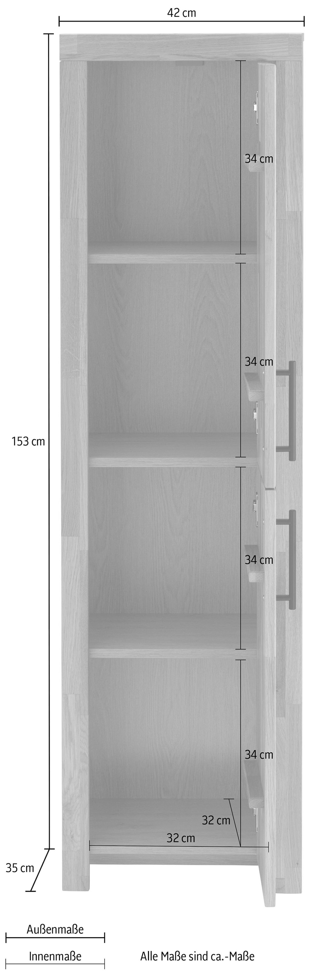Home affaire Hochschrank »Satori«, Höhe 153 cm, Fronten & Rahmen aus Eiche,  2 Türen mit Metallgriffen versandkostenfrei auf