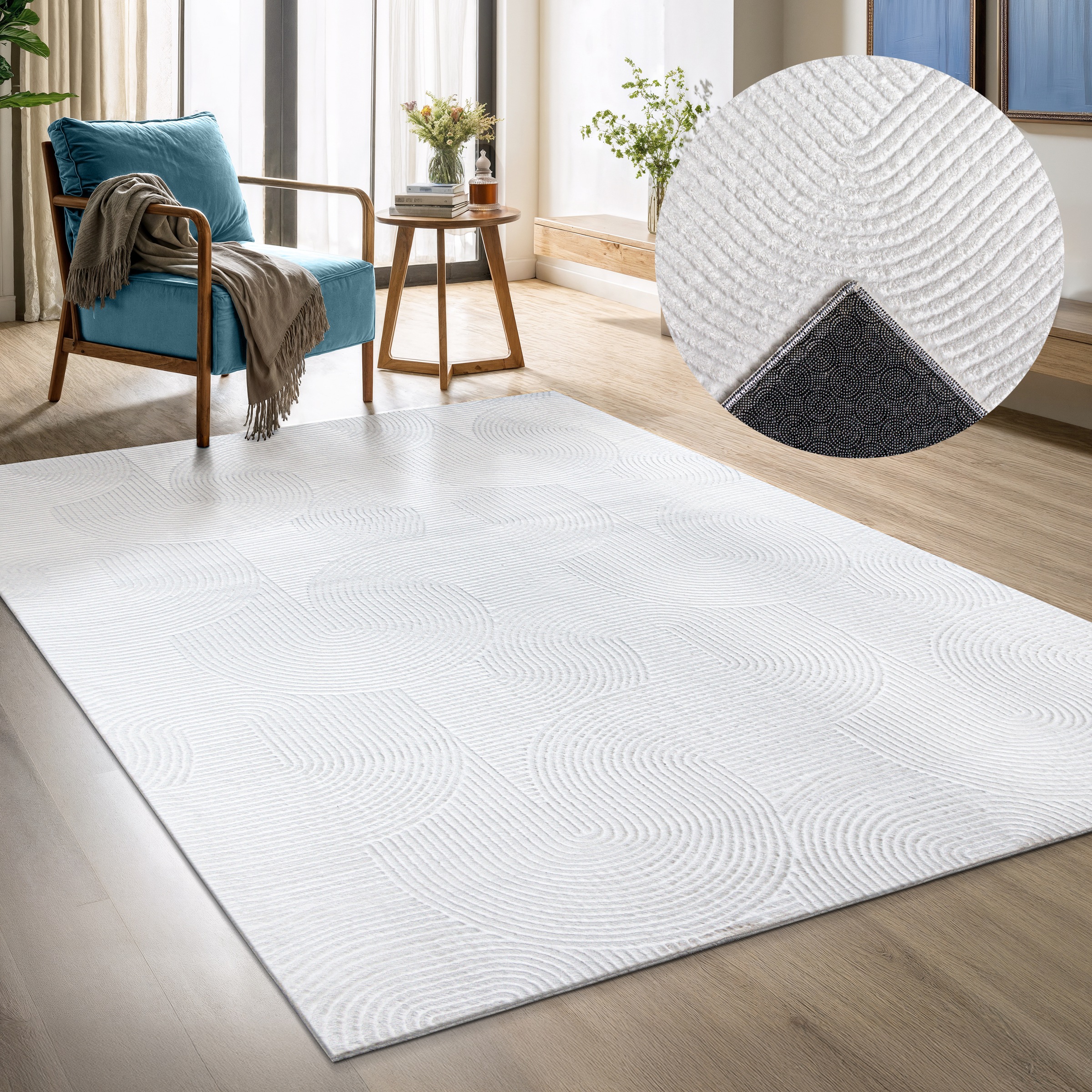 Image of GOODproduct Designteppich "Zoelle 3D Optik/Hoch-Tief Effekt" rechteckig 8 mm Höhe mit Anti-Rutsch-Rücken, angenehm weich, Teppich Wohnzimmer Boho Design