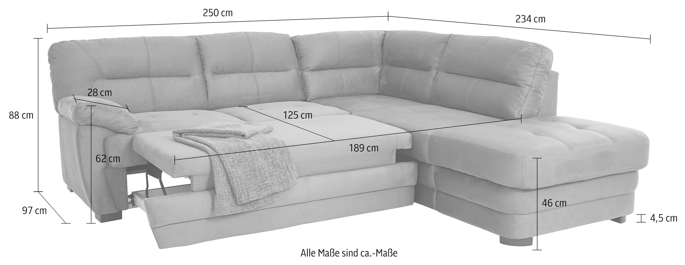 COTTA Ecksofa »Royale L-Form«, wahlweise mit Bettfunktion