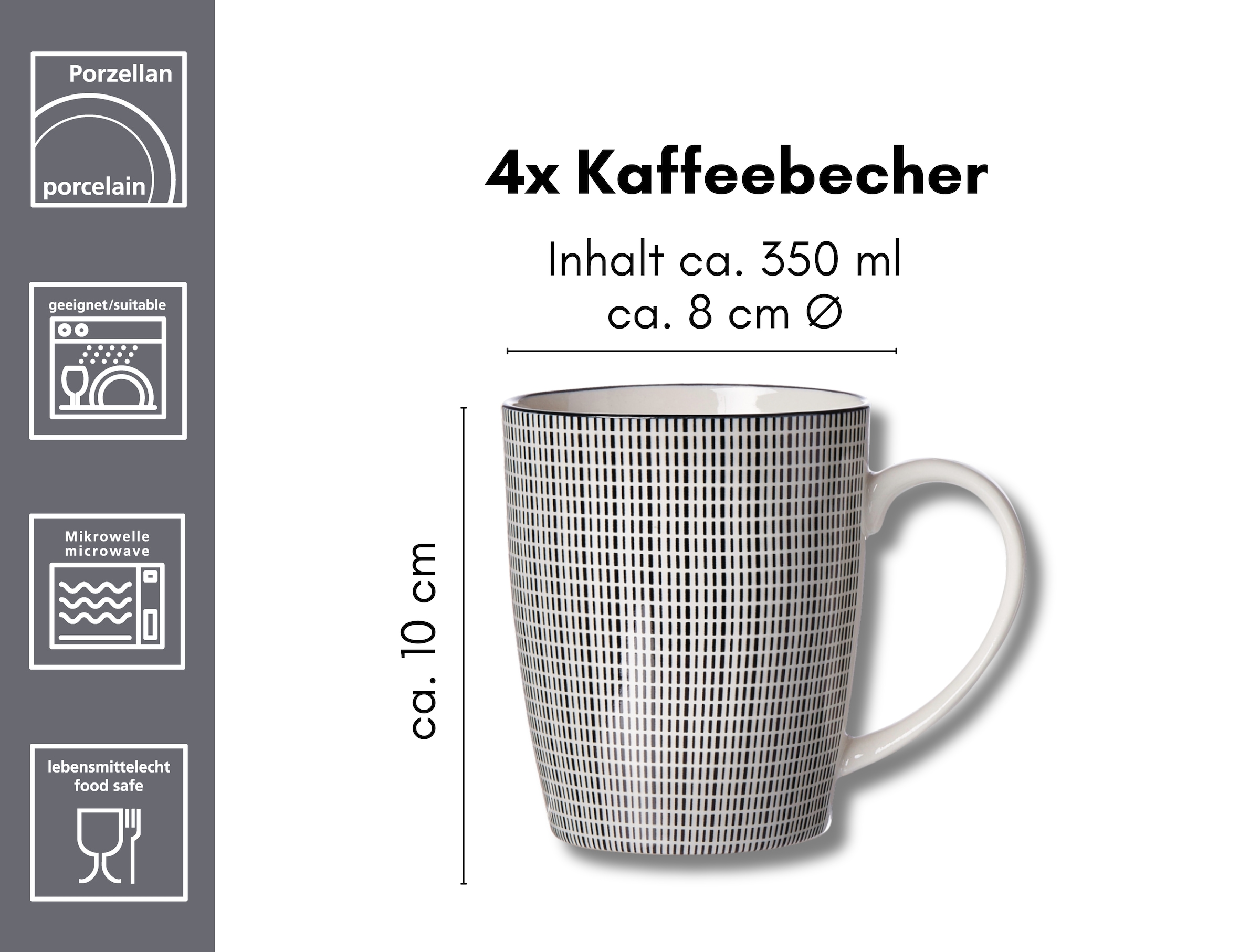 Ritzenhoff & Breker Becher »Takeo« skandinavisch-schlichter Touch, 350 ml, 4-teilig