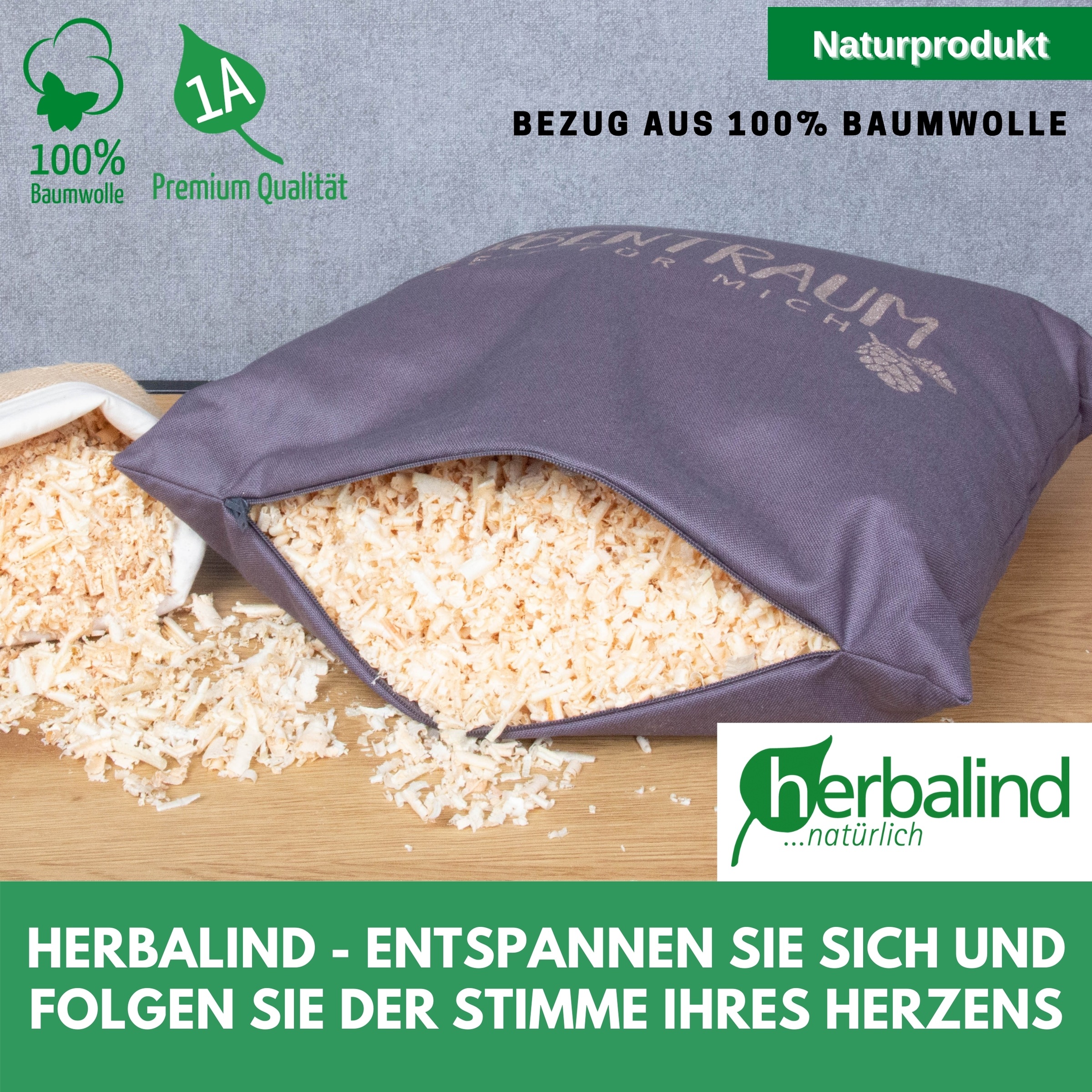 herbalind Zirbenkissen »Zirbentraum in Anthrazit/Roségoldfarben 30x20 mit Reissverschluss - Gefüllt«, (1 tlg.), mit hochwertigen Zirbenholzflocken 100% Baumwolle - Made in Germany