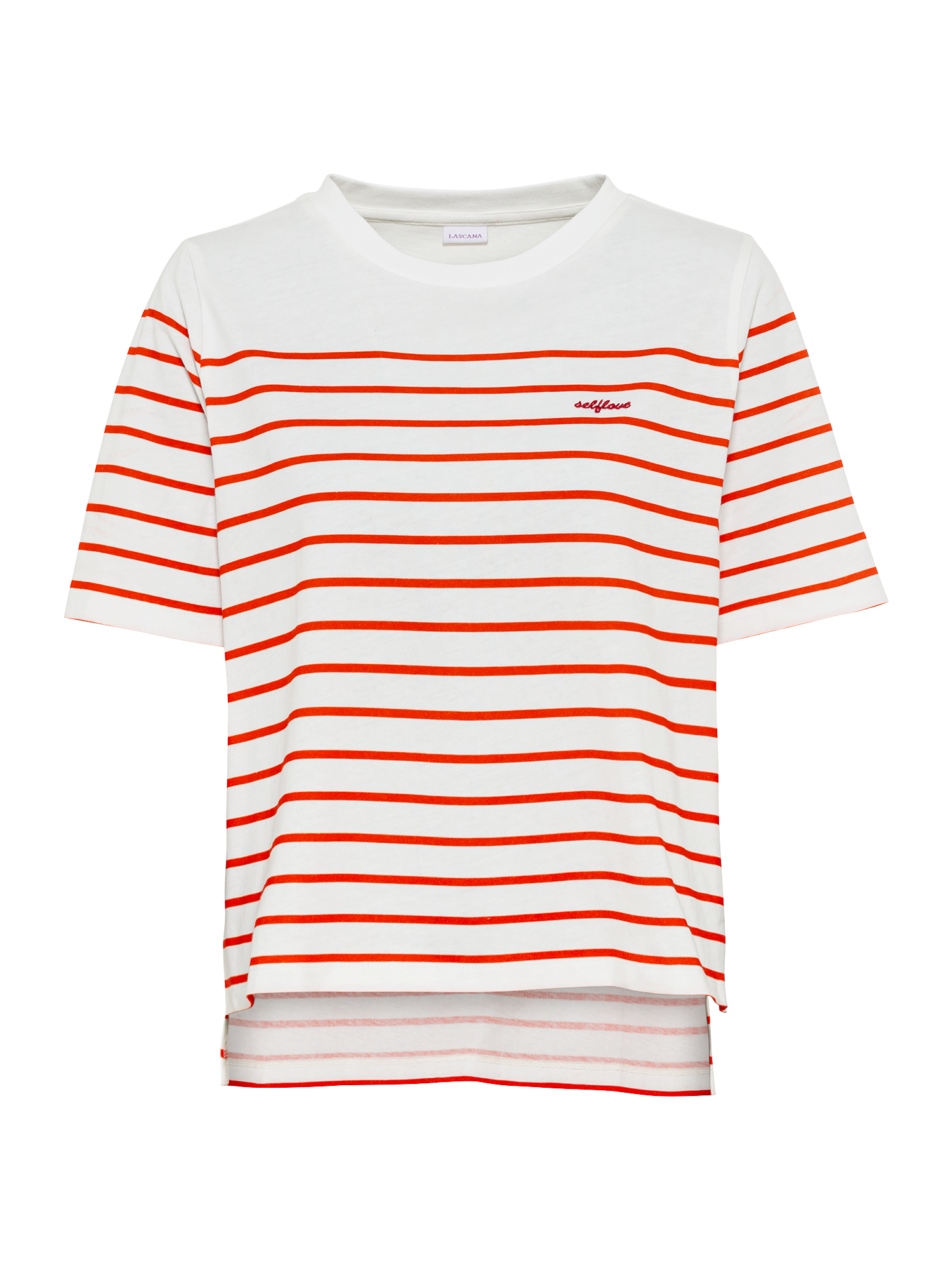 T-Shirt, mit Streifen, Kurzarmshirt aus Baumwolle, schlanke Optik, Basic