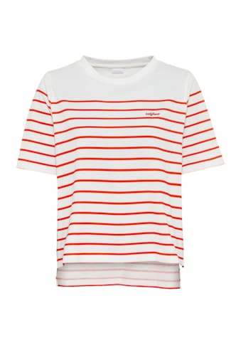 T-Shirt, mit Streifen, Kurzarmshirt aus Baumwolle, schlanke Optik, Basic