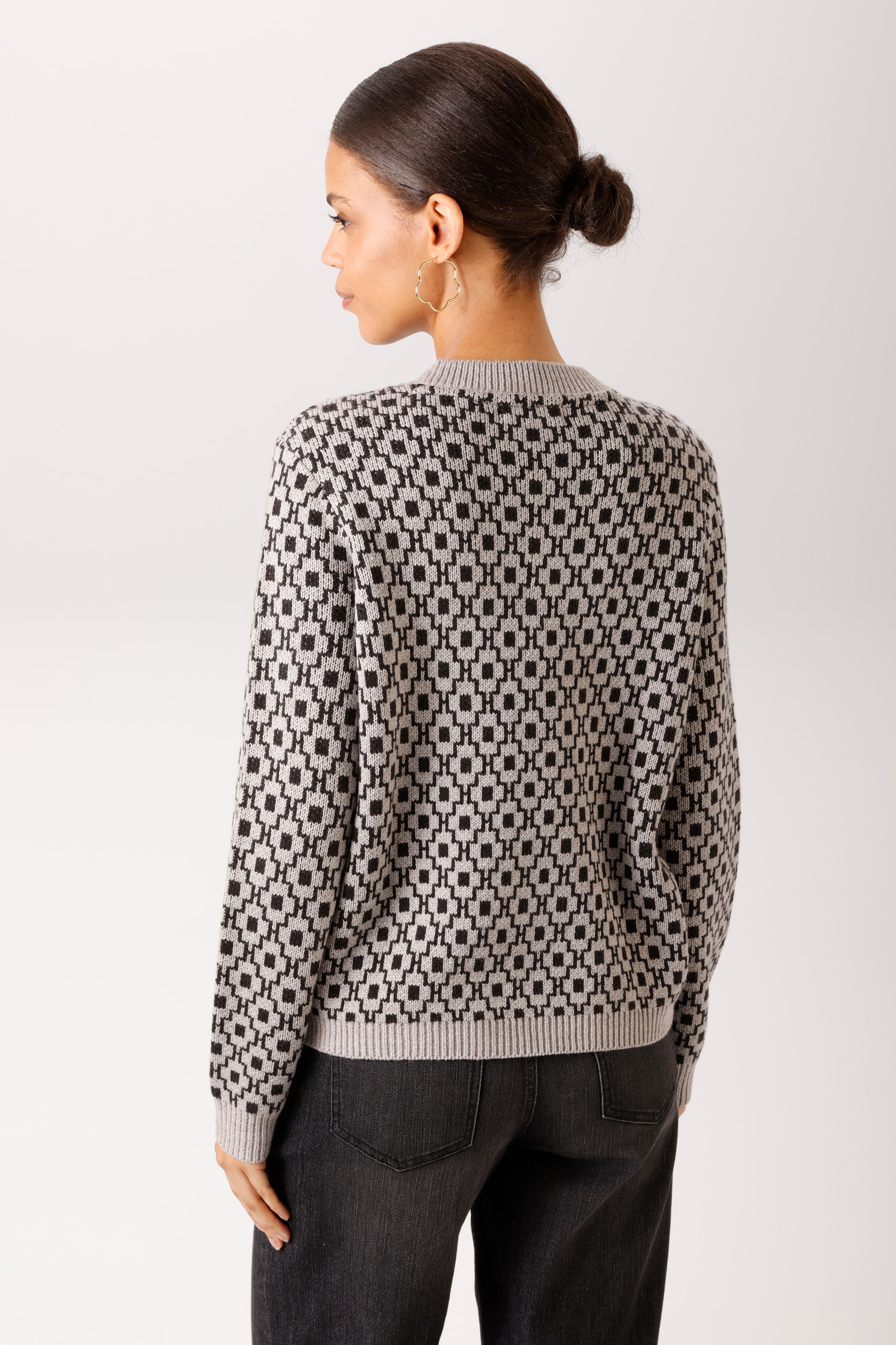 Aniston CASUAL Pull en tricot avec motif graphique look rétro - NOUVELLE COLLECTION
