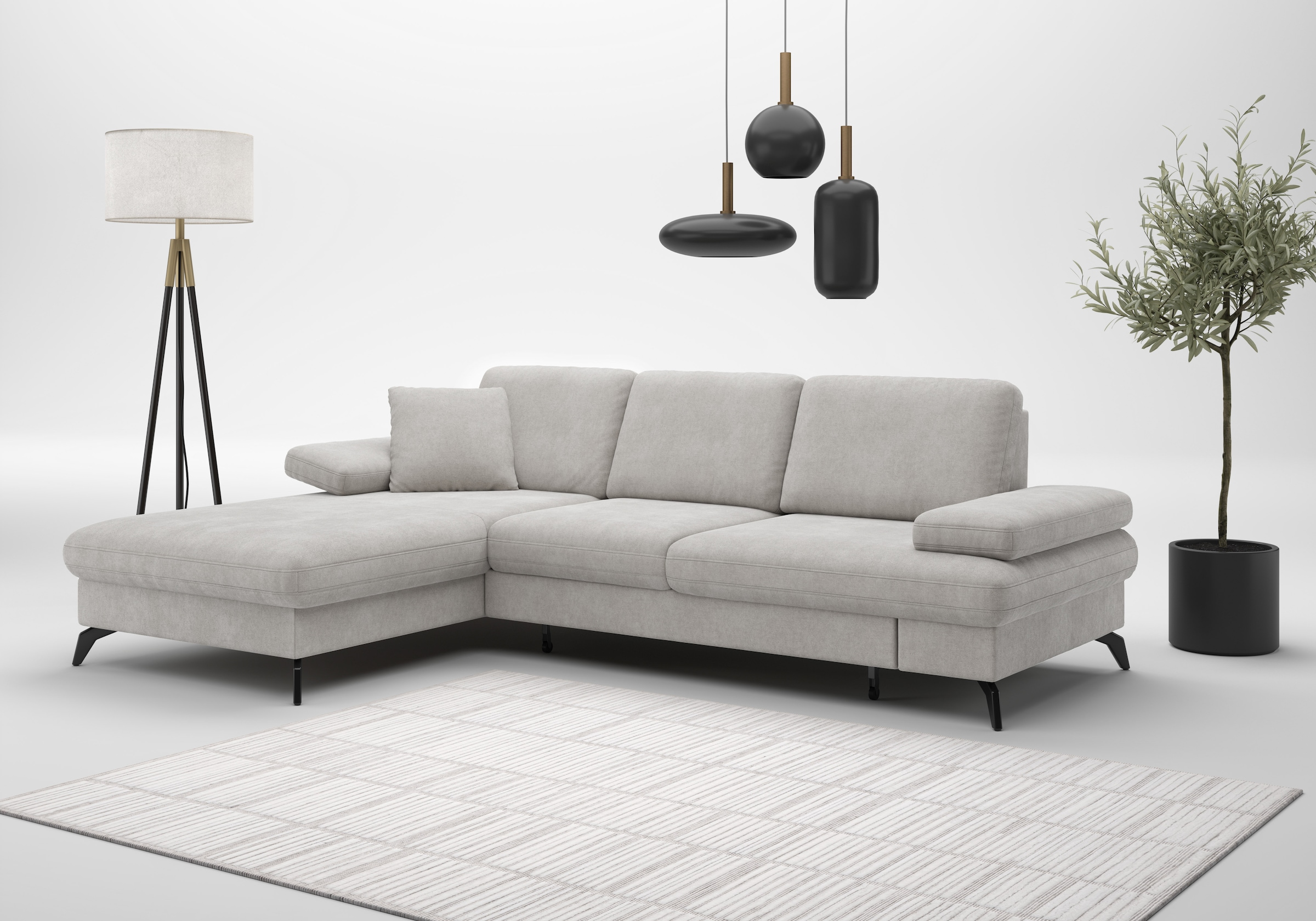 sit&more Ecksofa »Morris Jubi L-Form, inklusive XXL-Liegefläche, bzw. Schlaffunktion«, Bettfunktion, Armteilverstellung und 1 Zierkissen