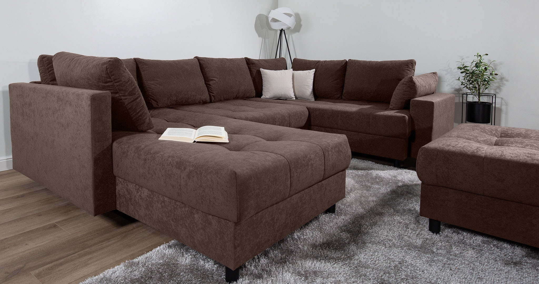 COLLECTION AB Paysage de salon »Toni U-Form, B: 298 cm« Set: Sofa & Hocker, 2 Zierkissen, Federkern
