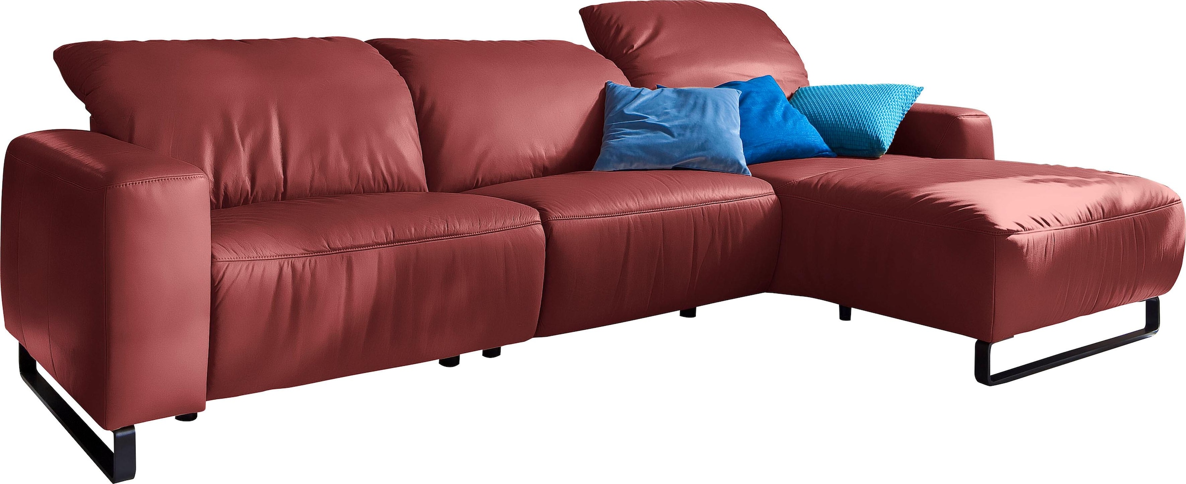 Image of Home affaire Ecksofa "Juist L-Form" mit Kopfteilverstellung und schwarzen Metallkufen