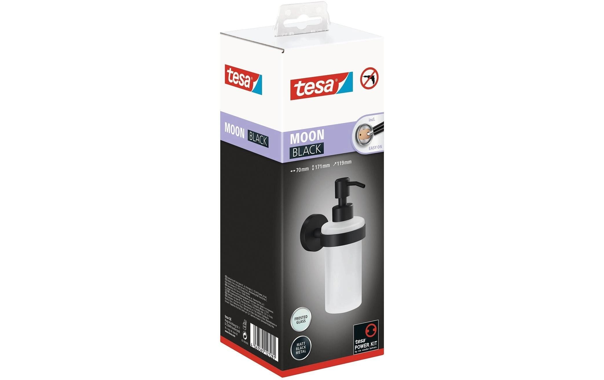 tesa Seifenspender »Moon Black, 200 ml, Schwarz«, (1 tlg.)