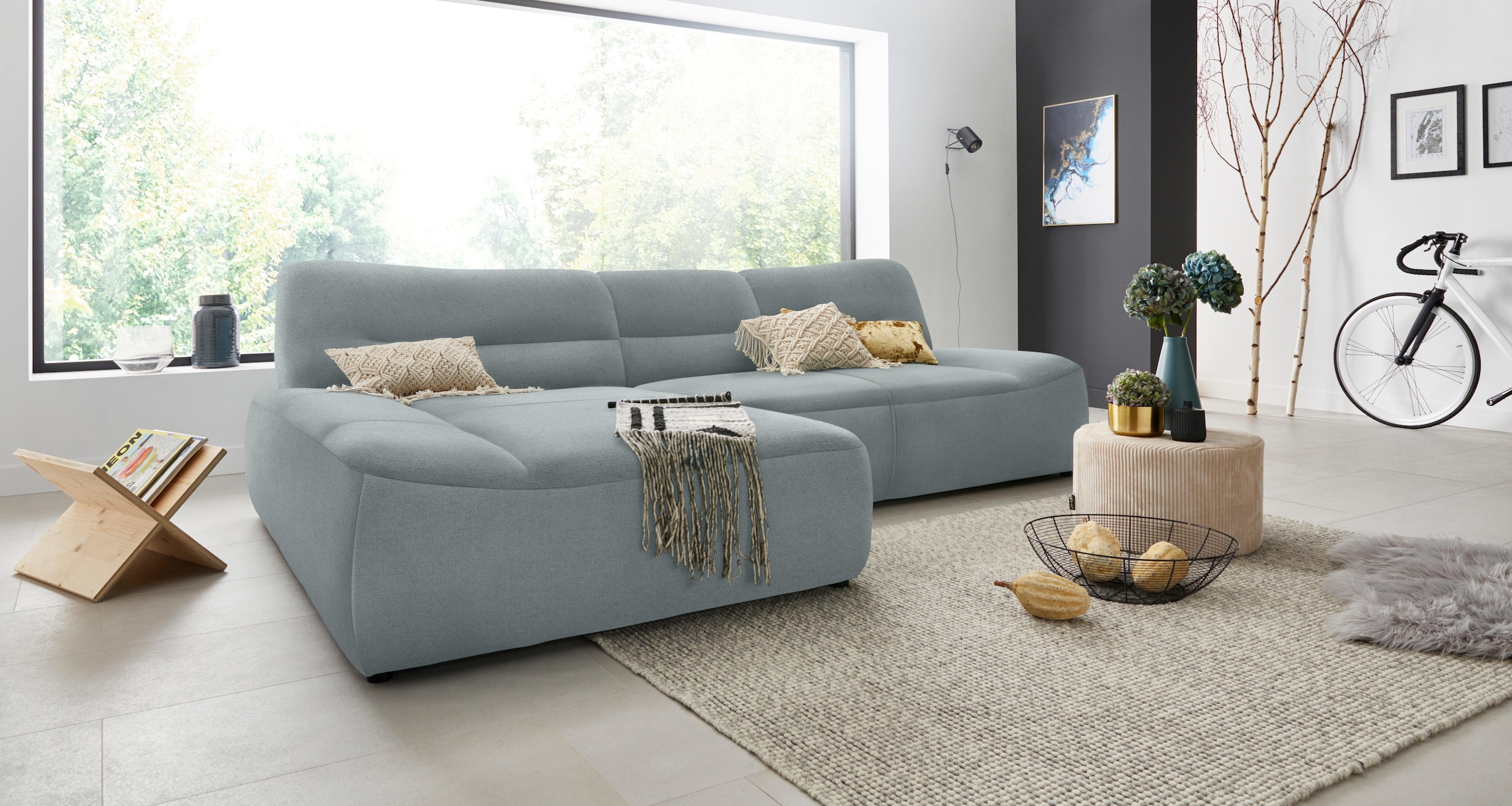 DOMO collection Canapé d'angle »Cesena moderne Polsterecke mit flachen Armlehnen, L-Form« fester Sitzkomfort, frei im Raum stellbar