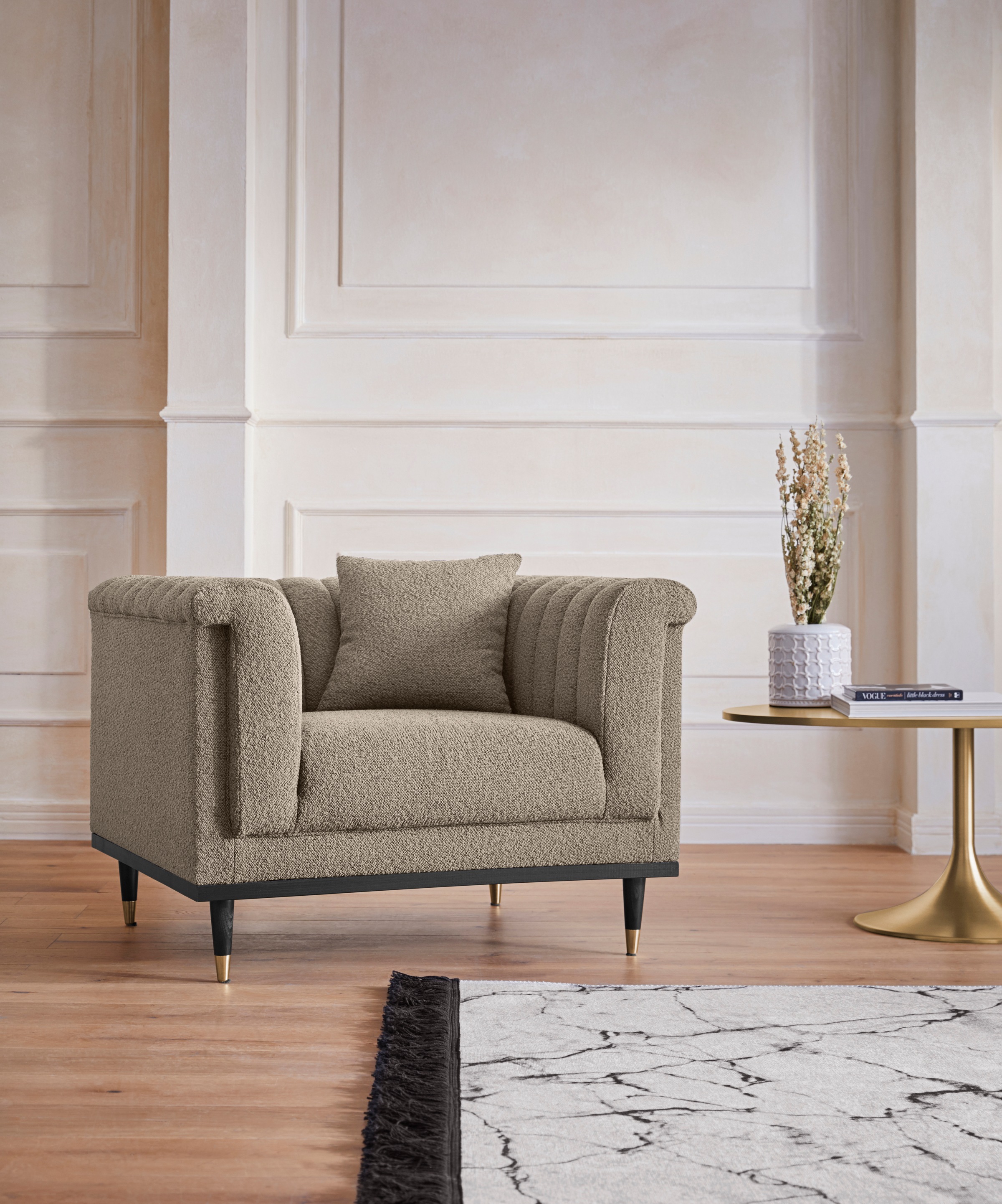 Image of Guido Maria Kretschmer Home&Living Cocktailsessel »Chamby New«, im Bouclé-Strukturbezug mit Steppung im Lehnenbereich bei Ackermann Versand Schweiz