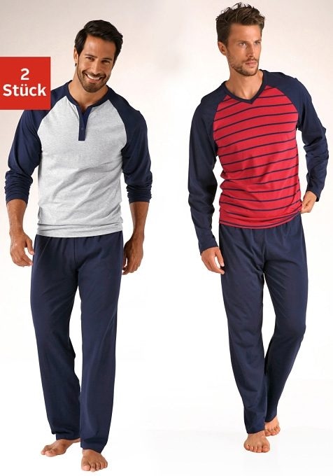 Image of le jogger Pyjama Packung, 2 Stück, 4 tlg. in langer Form, mit Raglanärmeln