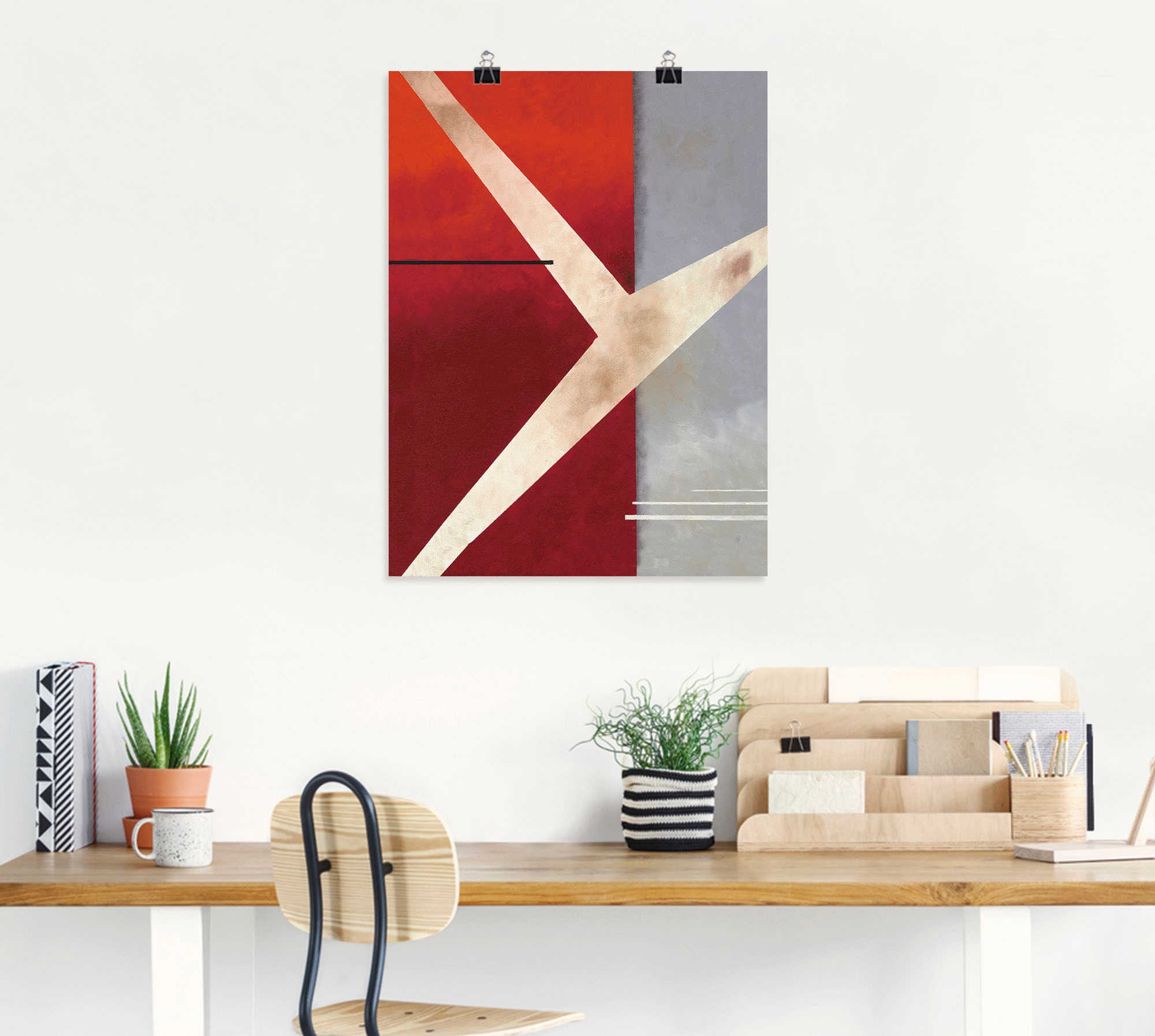 Artland Wandbild »Abstrakt in rot-grau«, Gegenstandslos, (1 St.), als Leinwandbild, Poster in verschied. Grössen