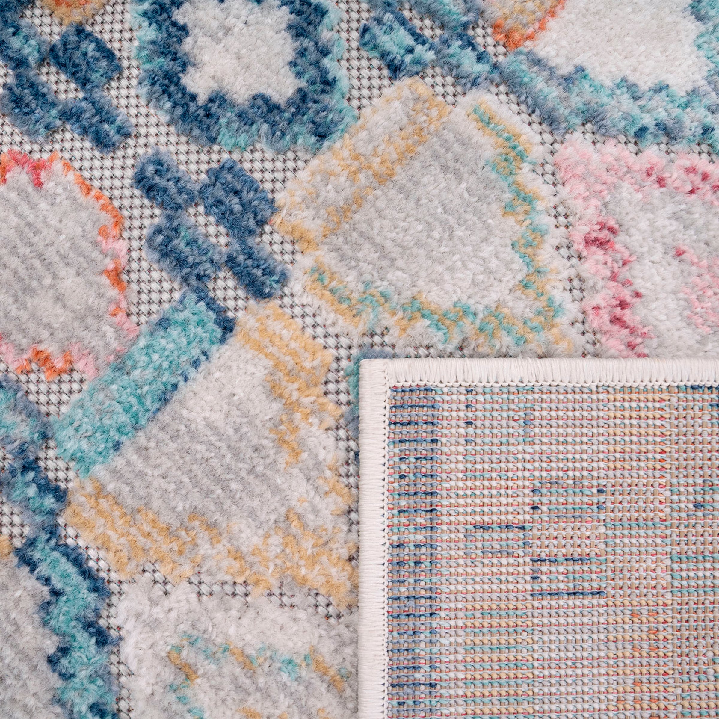 Paco Home Teppich »Fusion 764«, rechteckig, 10 mm Höhe, Kurzflor, Rauten Muster, In- und Outdoor geeignet, Wohnzimmer