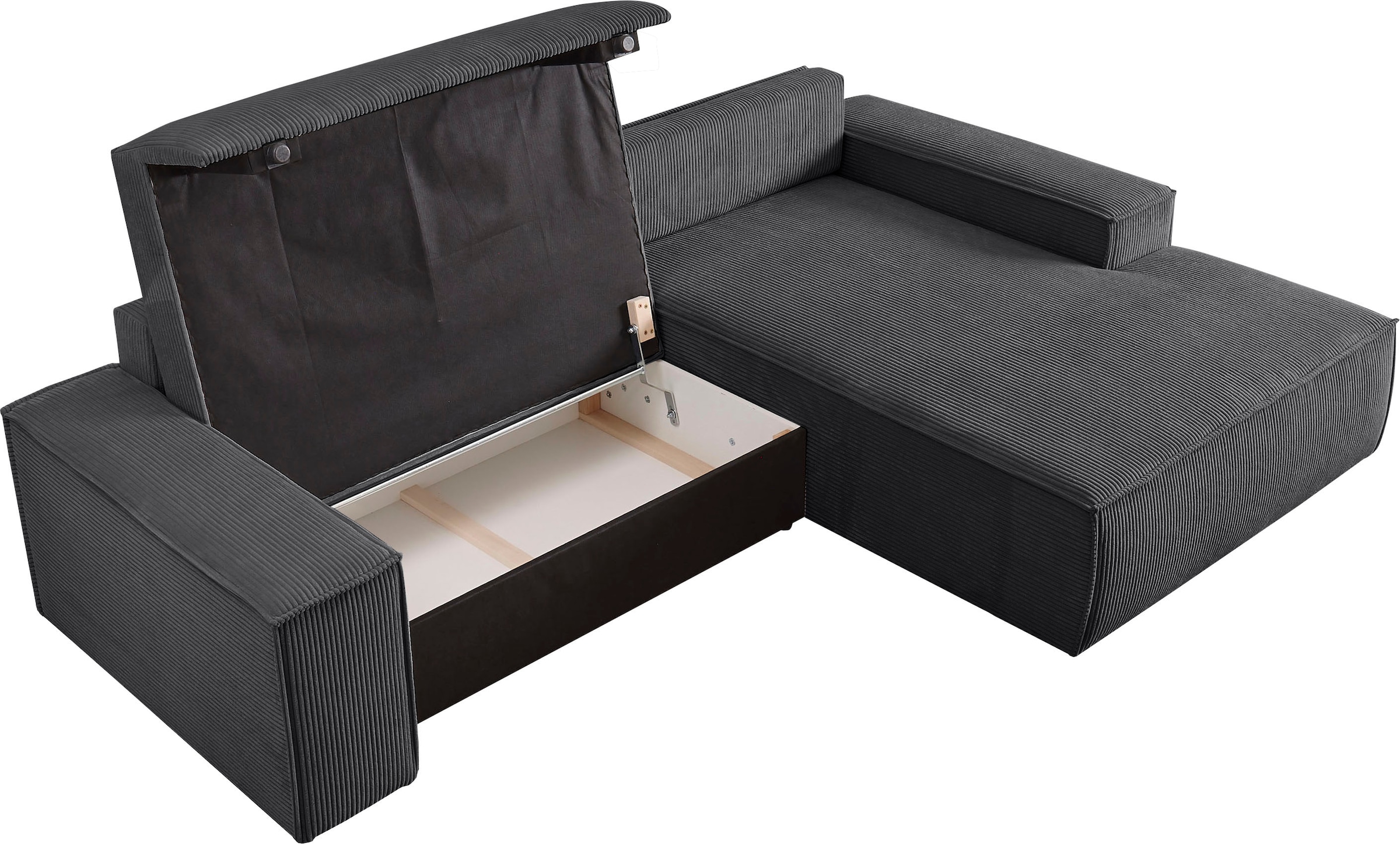 Home affaire Ecksofa »SHERWOOD L-Form, 267 cm - OTTO. Verlässliche Qualität.« Schlaffunktion mit Bettkasten (210x136 cm), Cord, Vintage, Samtvelours