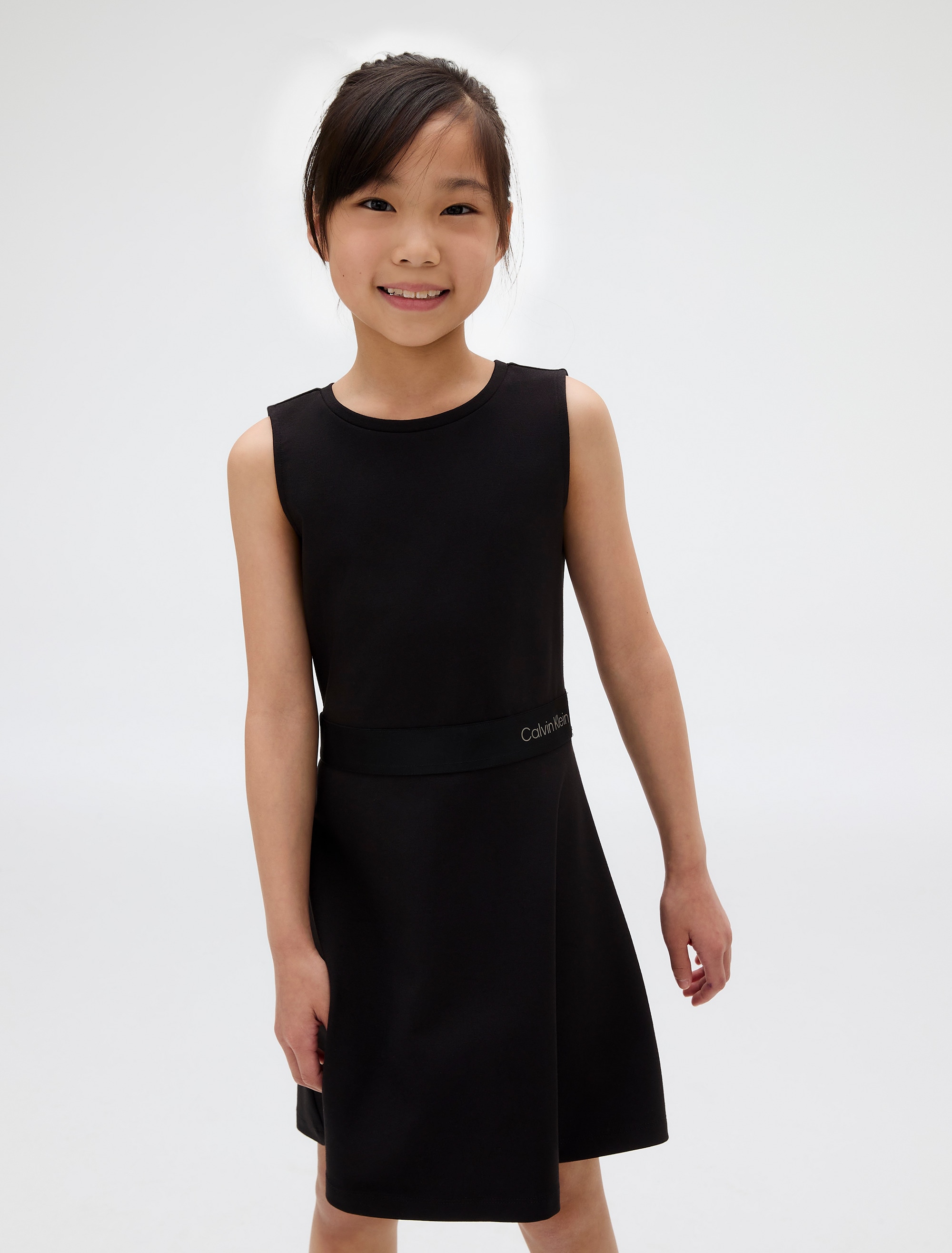 Image of Calvin Klein Jeans Minikleid "FIT FLARE SLEEVELESS PUNTO DRESS" Logo-Tape-Besatz an der Taille