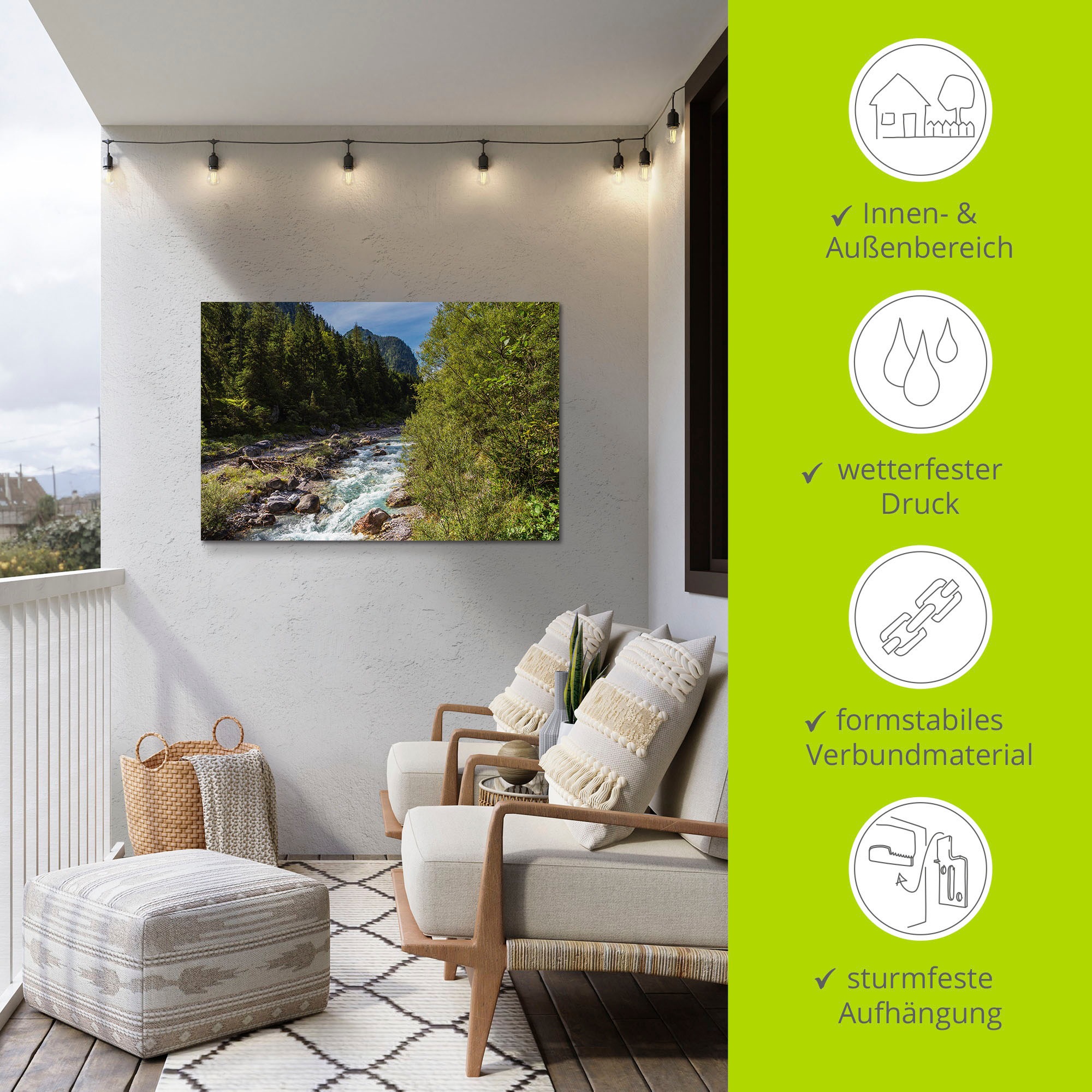 Artland Alu-Dibond-Druck »Wimbachtal Ramsau Berchtesgadener Land« Berge & Alpenbilder 1 Stk. tlg. für Innen- und Aussenbereich geeignet, Outdoorbild