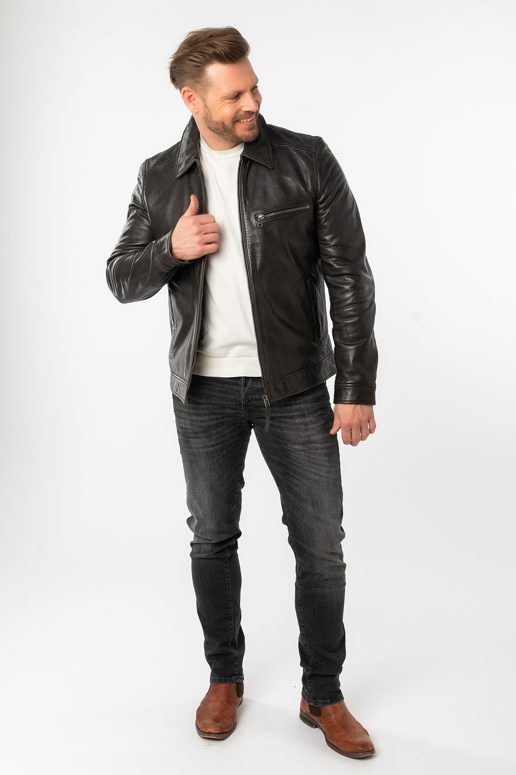 Mauritius Veste en cuir »MMBerink« mit Umlegekragen